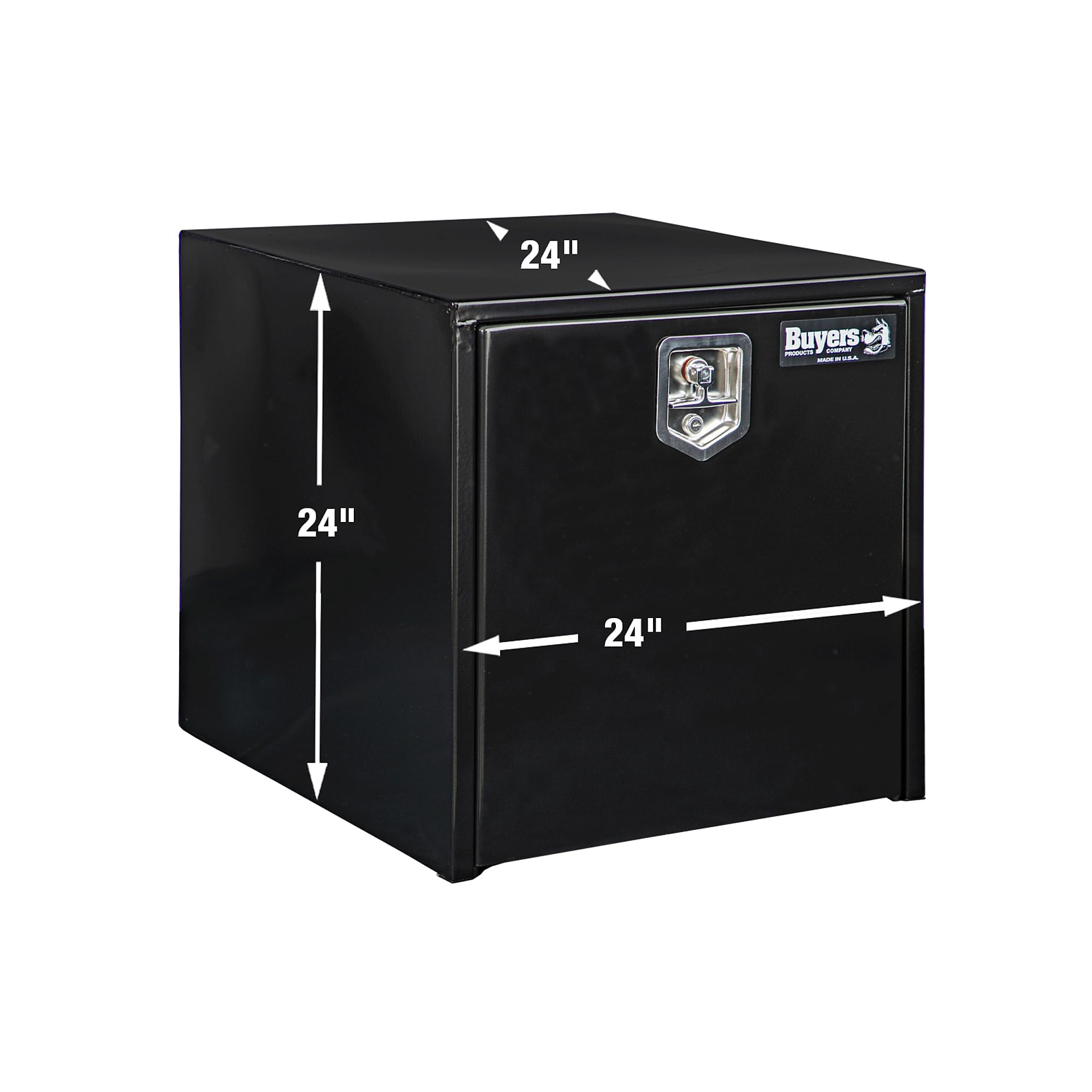 Buyers Products 1704300 Black Steel Underbody Truck Tool Box - 24x24x24 Inch Lockable T-Handle Storage Chest | Made in USA | Durable Truck Bed Organizer for Tools, Equipment & Work Gear | Perfect for Construction, Landscaping & Fleet Vehicles