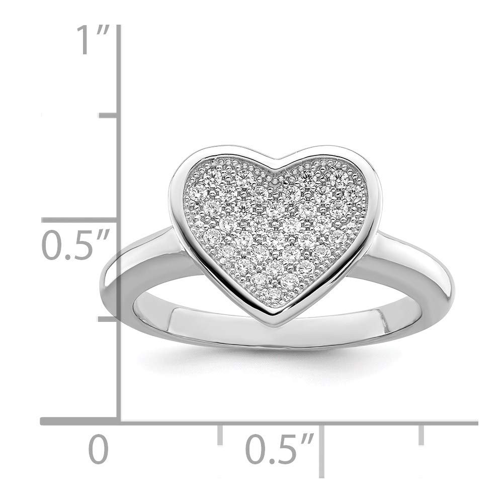 925 Sterling Silver Cubic Zirconia Heart Ring for Women - Elegant Embers Design, Size 6 | Perfect Valentine's Day Gift, Anniversary Present & Everyday Fashion Jewelry