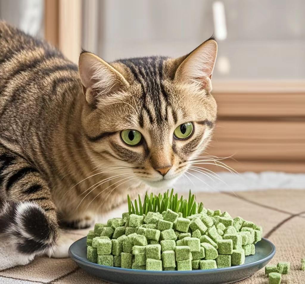 1.76oz Freeze-Dried Cat Grass Granules - 80% Pure Nutrient-Rich Cat Treats | Chicken-Free Healthy Snack for Indoor Cats | Promotes Digestion & Hairball Control - Perfect for Playtime & Training Rewards