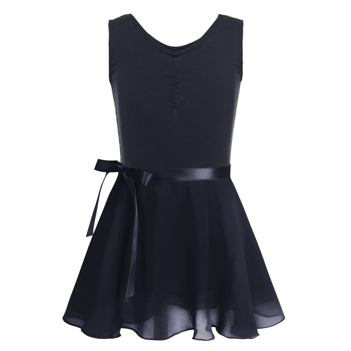Girls Sleeveless Ballet Dance Dress with Spaghetti Straps - Gymnastics Leotard & Wrap Skirt Outfit for Ballet, Jazz, Recital & Competition Performance