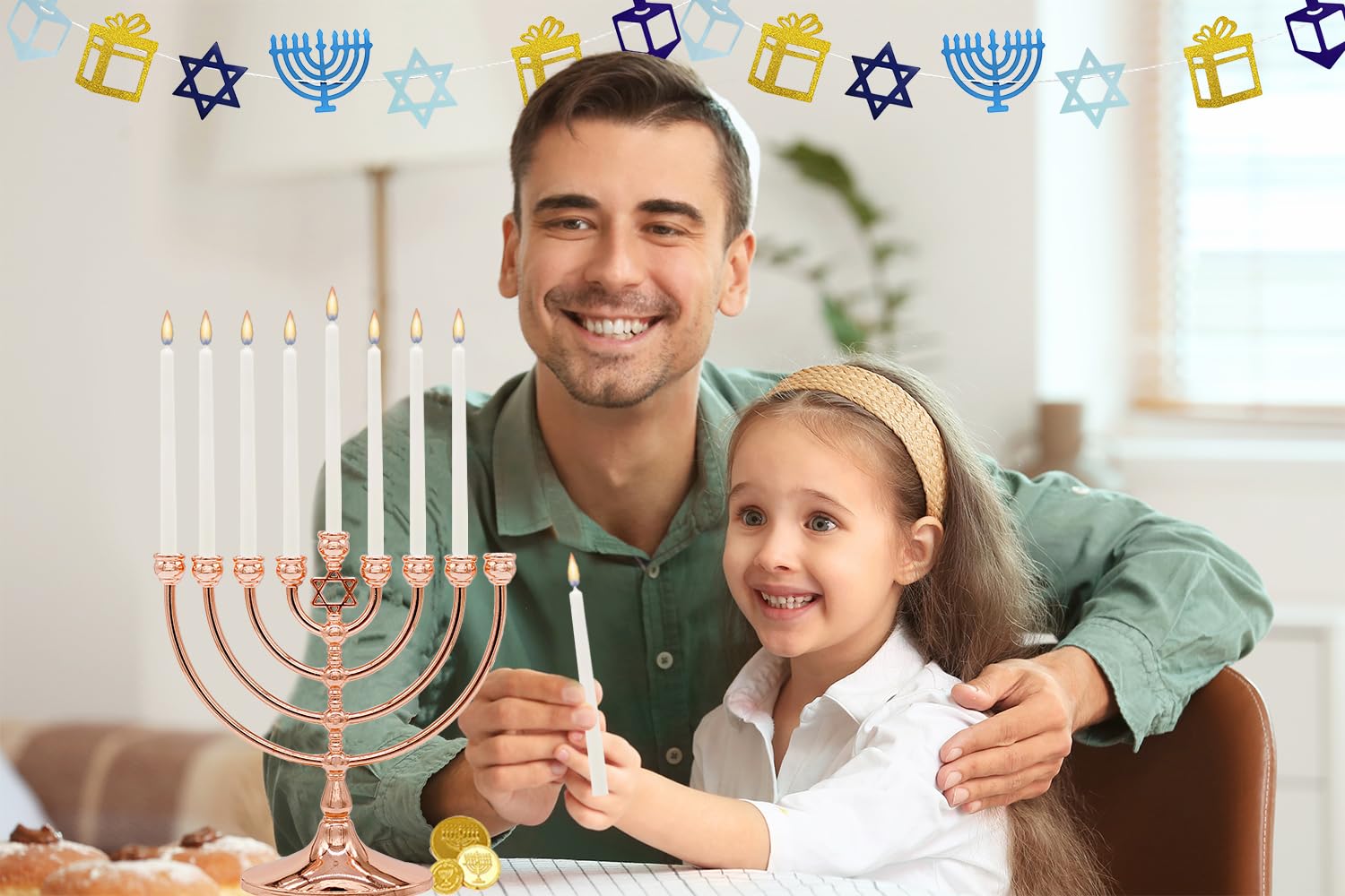 Premium Hanukkah Candles Set - 44 White Menorah Candles for All 8 Nights of Chanukah (5-Pack) | Traditional Jewish Holiday Candle Lighting Ceremony & Home Decoration
