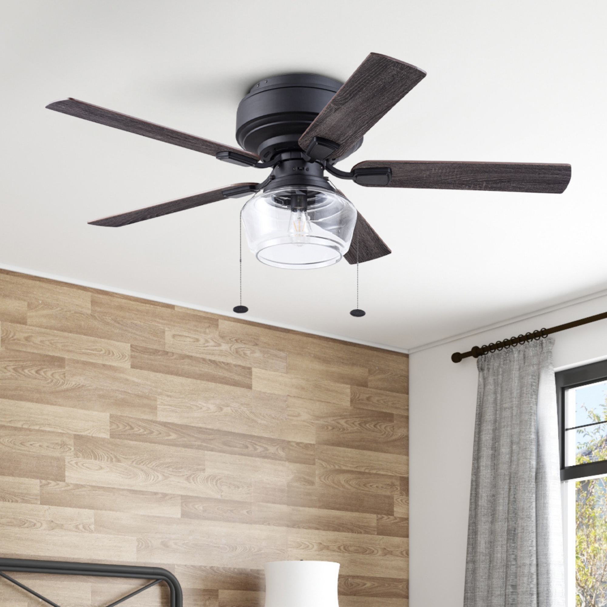 52 Inch MaCenna Ceiling Fan with Pull Chain - Matte Black Finish, Quick Attach™ Technology for Easy Installation - Perfect for Living Room, Bedroom & Outdoor Spaces