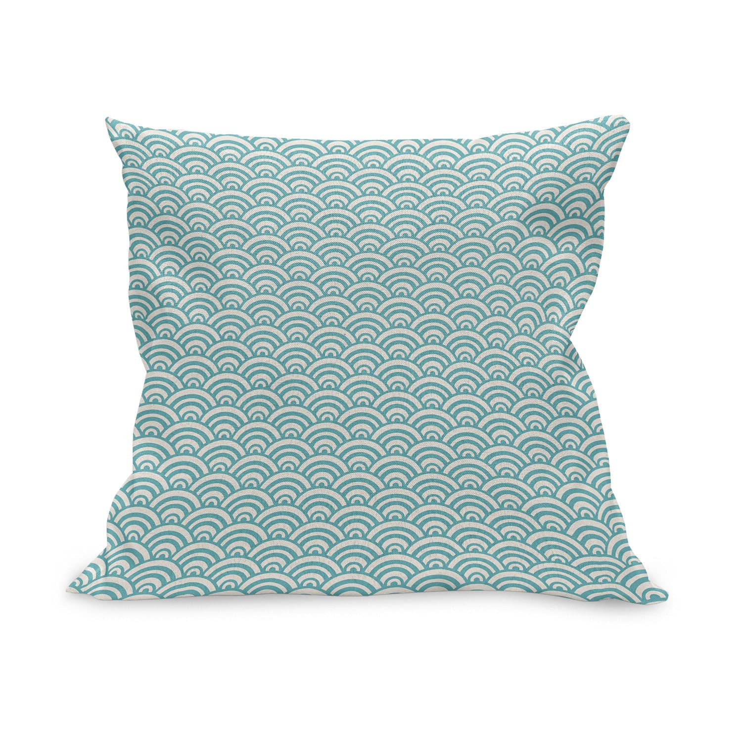 Ambesonne Aqua Throw Pillow Cover 18x18 Inches - Curvy Lines & Bubbles Ocean Design, Sky Blue & White Decorative Square Cushion Case for Sofa, Bed, Living Room - Perfect for Beach House, Coastal Decor & Summer Water Sports Theme