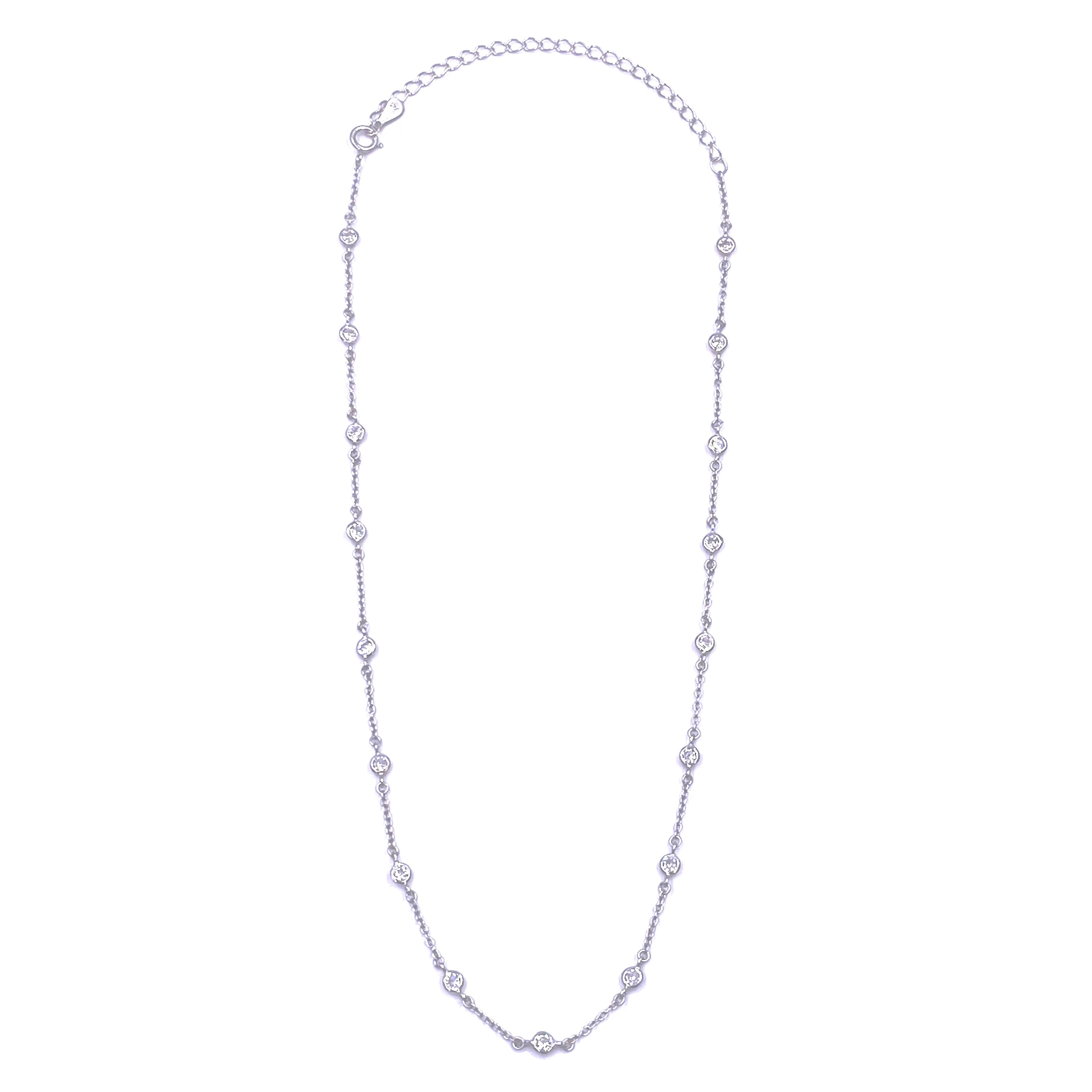 Ashley Gold Sterling Silver Mini CZ By The Yard Necklace - Dainty Layering Chain for Everyday Wear & Special Occasions