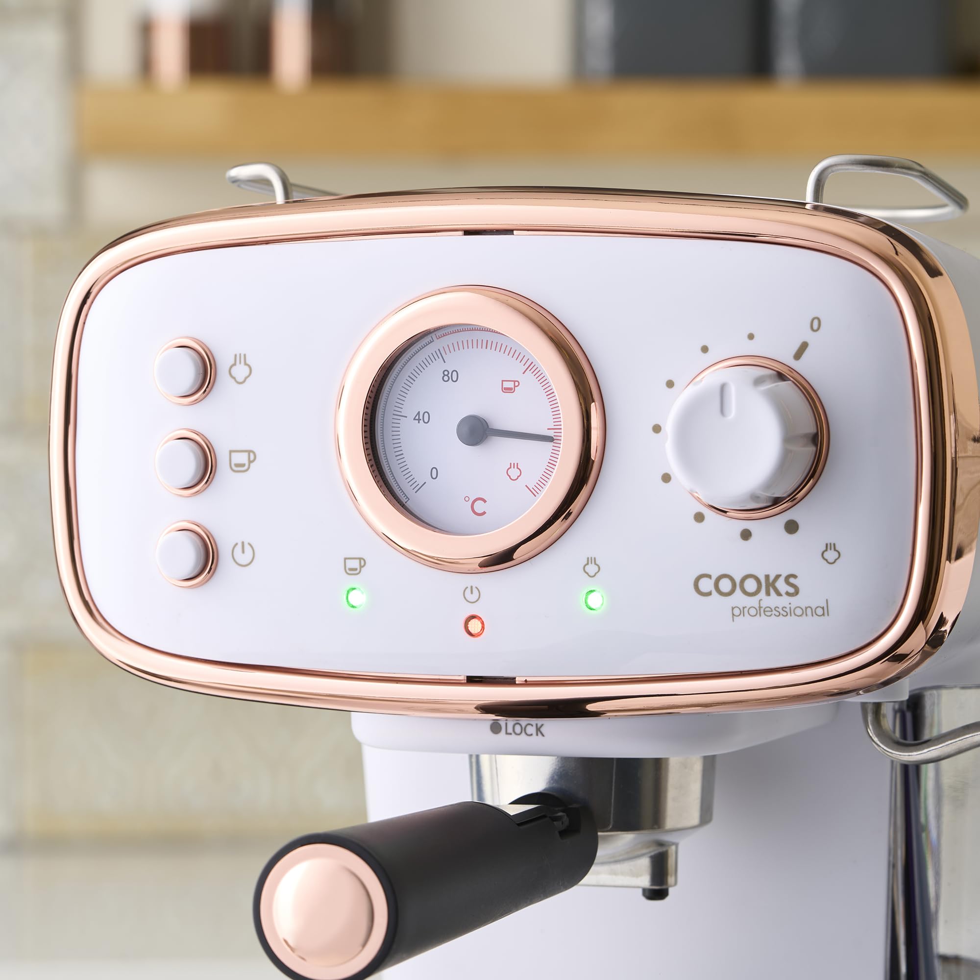 Professional 15 Bar Retro Espresso Machine with Steam Wand & Built-in Temperature Gauge - White/Copper Coffee Maker for Home Baristas | Perfect for Lattes, Cappuccinos & Home Brewing
