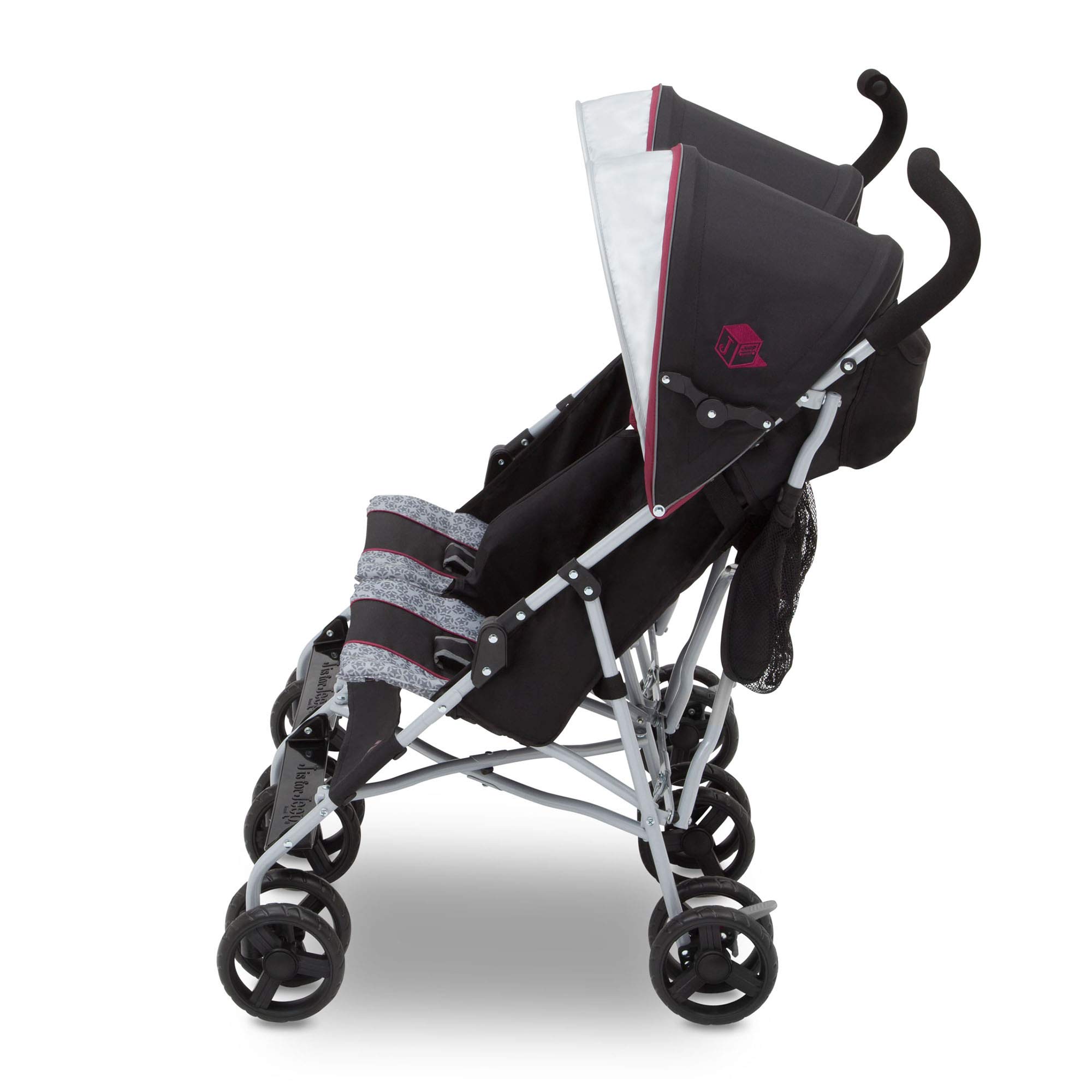 Jeep Scout Double Stroller for Toddlers - Lightweight Side by Side Baby Stroller with Canopy & Storage Basket, Lunar Burgundy - Perfect for Twins, Siblings or Daycare Use at Parks, Malls & Outdoor Adventures