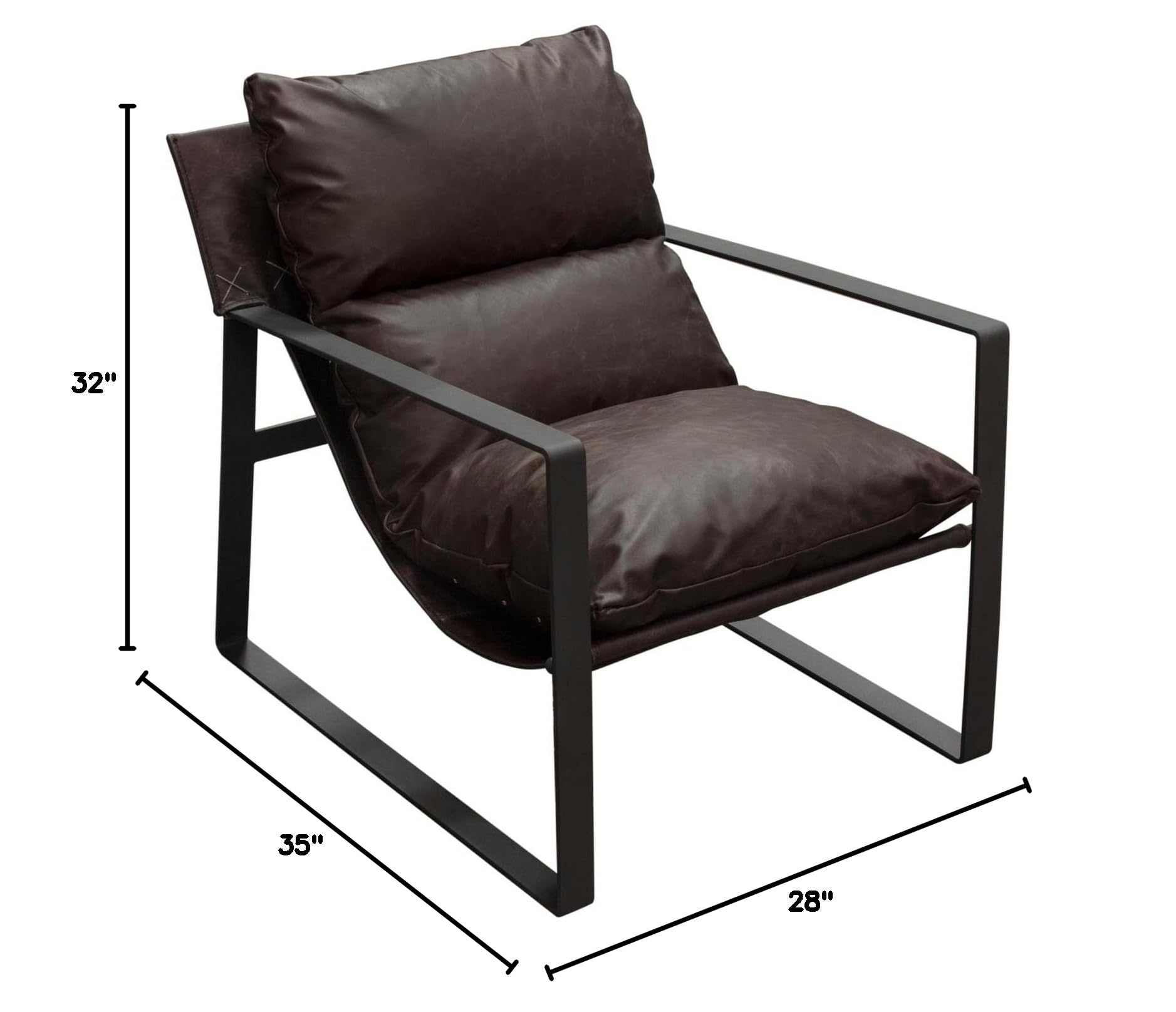 Diamond Sofa Miller Sling Accent Chair in Chocolate Brown - Modern Lounge Chair for Living Room, Bedroom & Office