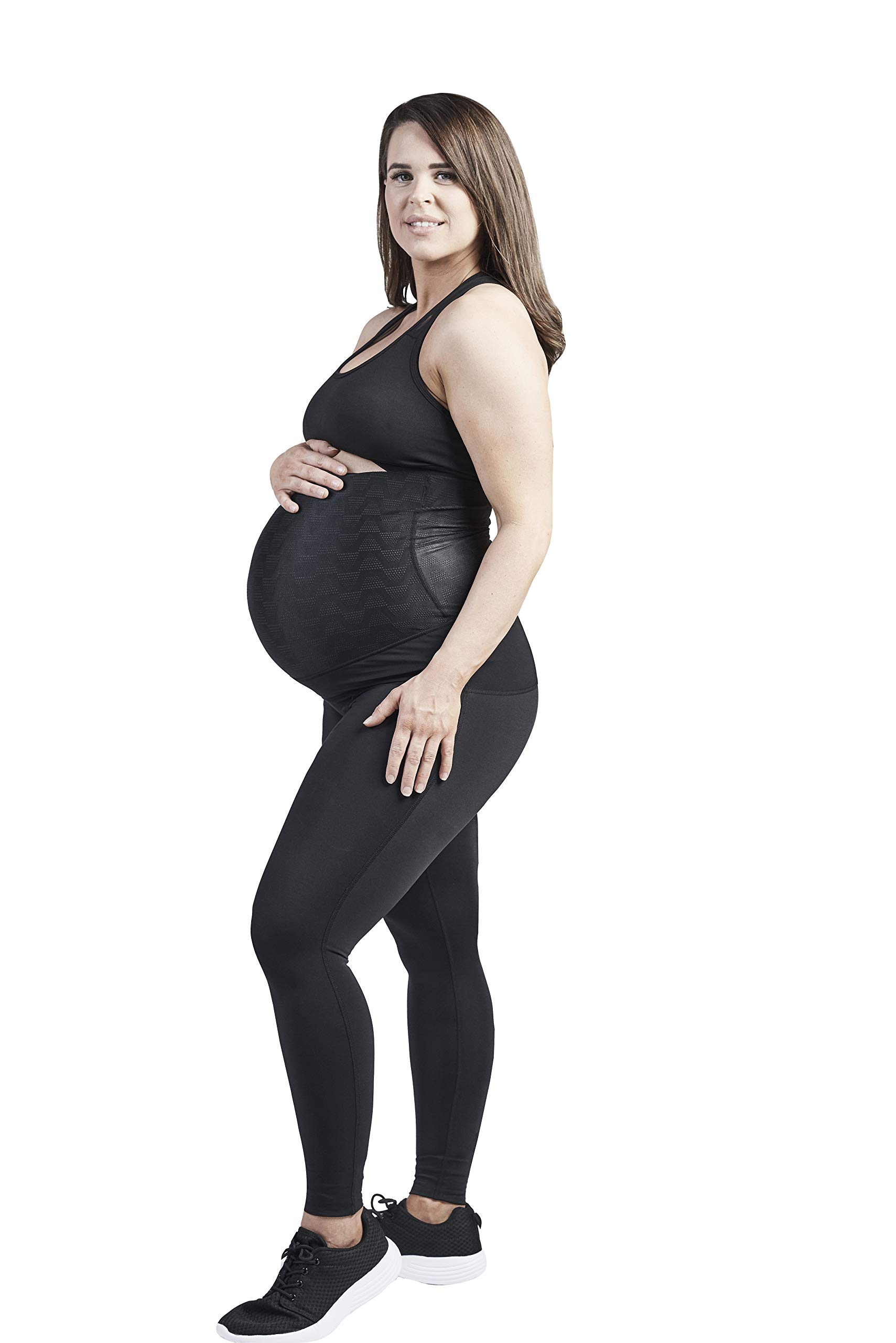 SRC Maternity Leggings Over Belly - High Waisted Full Length Pregnancy Pants for Women - Black - Perfect for Yoga, Workouts & Everyday Comfort During Pregnancy