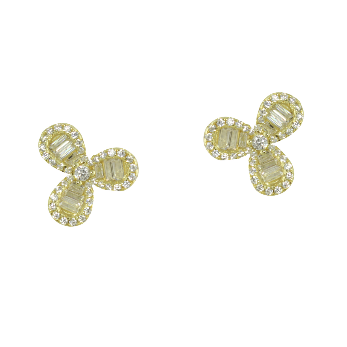 Baguette 3-Leaf Stud Earrings – Elegant Gold/Silver Leaf Design for Women – Perfect for Parties, Weddings & Everyday Wear
