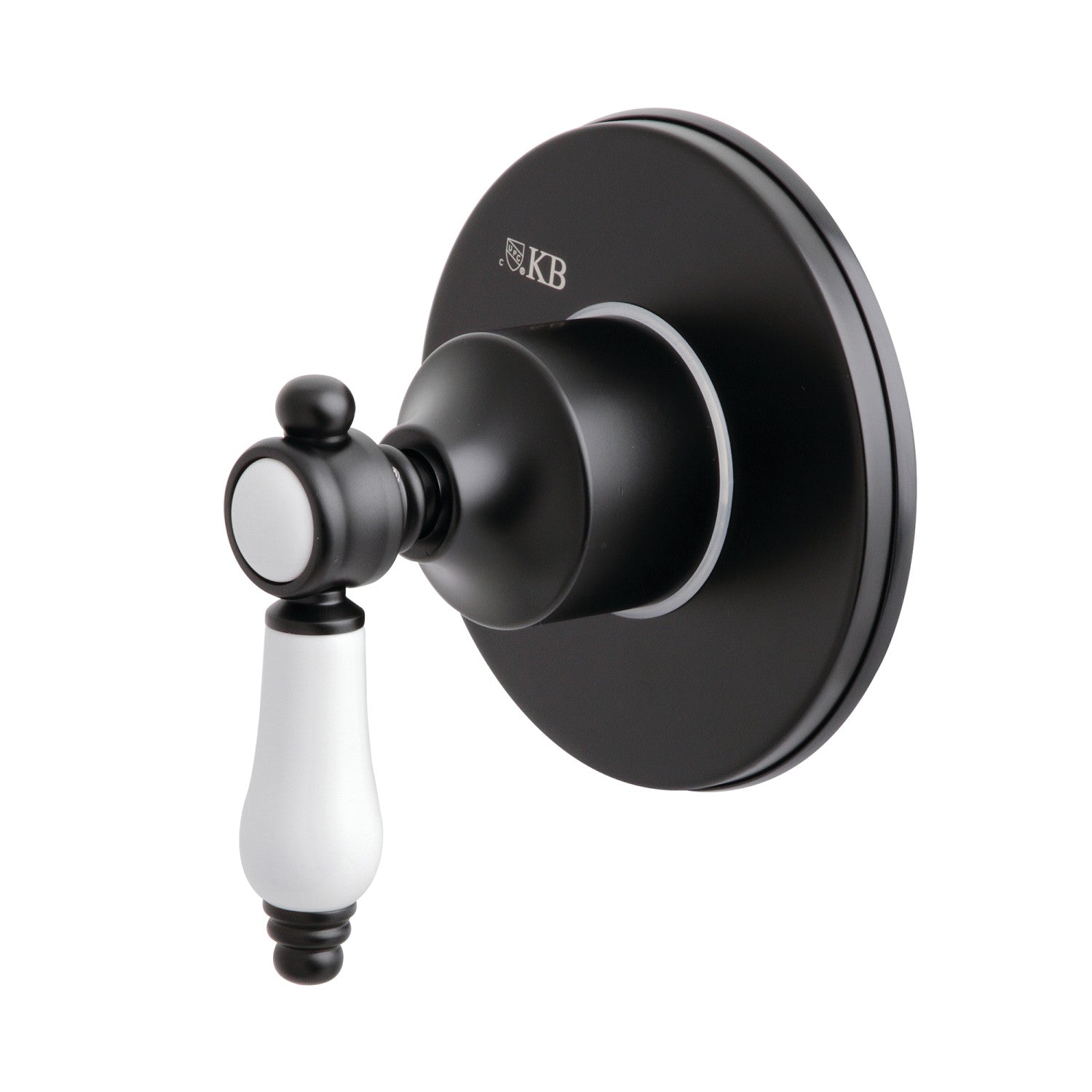 Bel Air KS3030BPL Single Handle 3-Way Diverter Valve with Round Trim Kit in Matte Black - Perfect for Shower, Bathtub, and Bidet Plumbing Installations