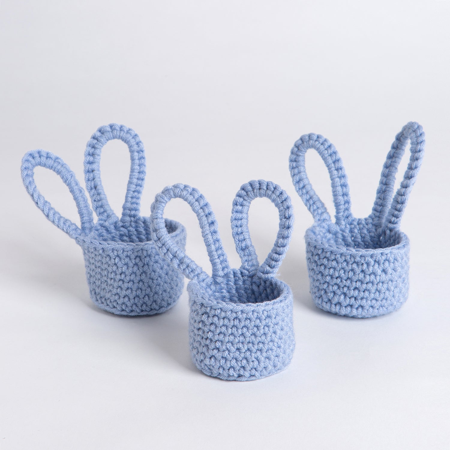 Crochet Bunny Egg Cup Trio Set - DIY Easter Egg Holder Kit for Decorating, Gifts, and Spring Table Centerpieces