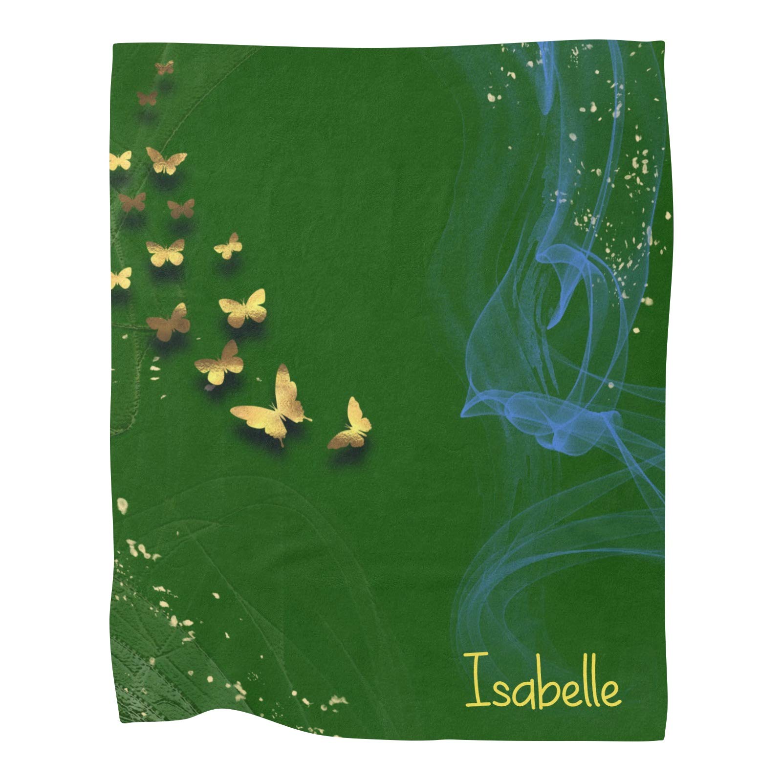 Personalized Butterfly Green Baby Blanket - Custom Name Fleece Blanket for Boys & Girls (30x40 Inches) | Super Soft Nursery Blanket for Birthdays, Baby Showers & Cozy Naptime