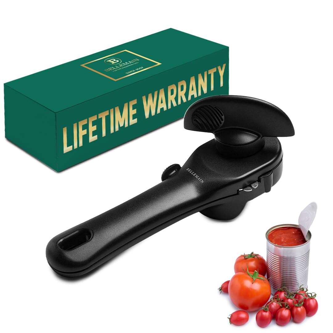 Bellemain Heavy Duty Stainless Steel Manual Can Opener - Ergonomic Handheld Kitchen Tool for Seniors with Smooth Edge & Safe Cutting - Perfect for Camping, Emergency Kits & Elderly Home Use