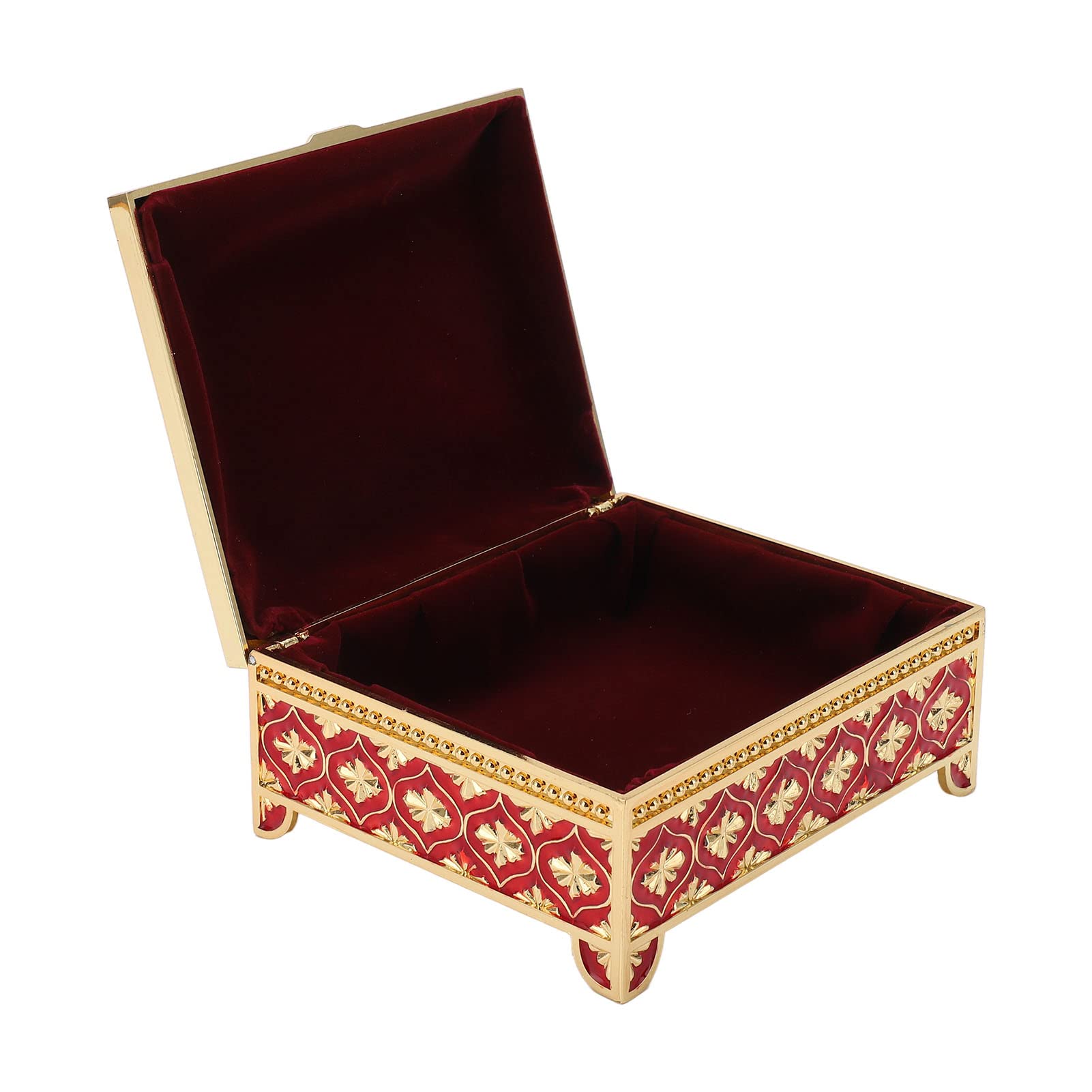 European Style Jewelry Storage Box - Single Layer Rose Embossed Jewelry Organizer for Earrings, Rings & Necklaces | Home Decor & Gift Idea (Red) | Perfect for Bedroom Vanity, Travel & Wedding Accessories Storage