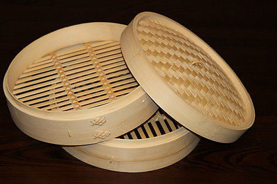 Premium 12 Inch Bamboo Steamer Set - 2 Stackable Steamer Baskets with Lid for Dim Sum, Dumplings & Asian Cooking | Natural & Eco-Friendly Kitchenware