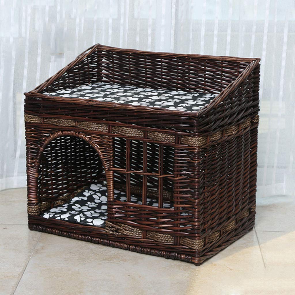 Zcx Natural Willow Wicker Cat Bed - Cozy Indoor Cat Cave & Dog Basket for Sleeping & Resting | Brown Rattan Pet Bed for Cats & Small Dogs | Perfect for Living Room, Bedroom & Pet Nook