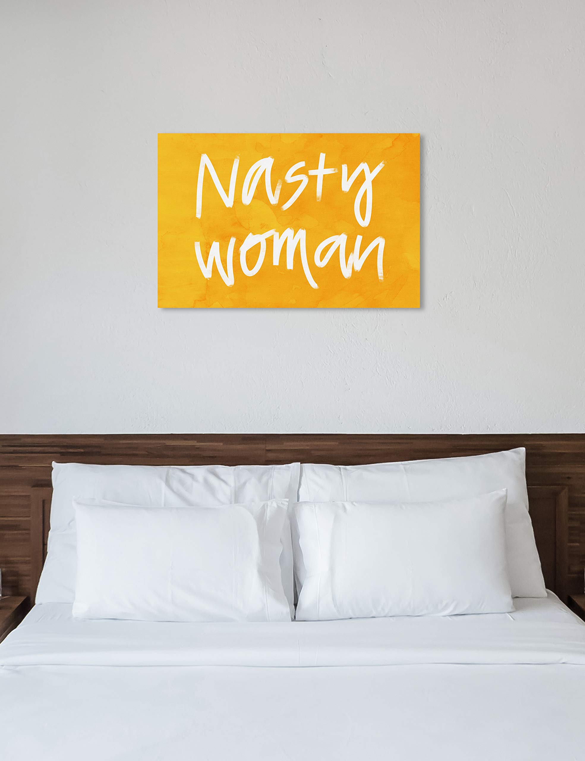 Nasty Woman Feminist Wall Art Canvas Print - 45x30 Inch Yellow & White Typography Quote Home Decor by Oliver Gal Artist Co. | Perfect for Living Room, Bedroom, Office & Gift Ideas