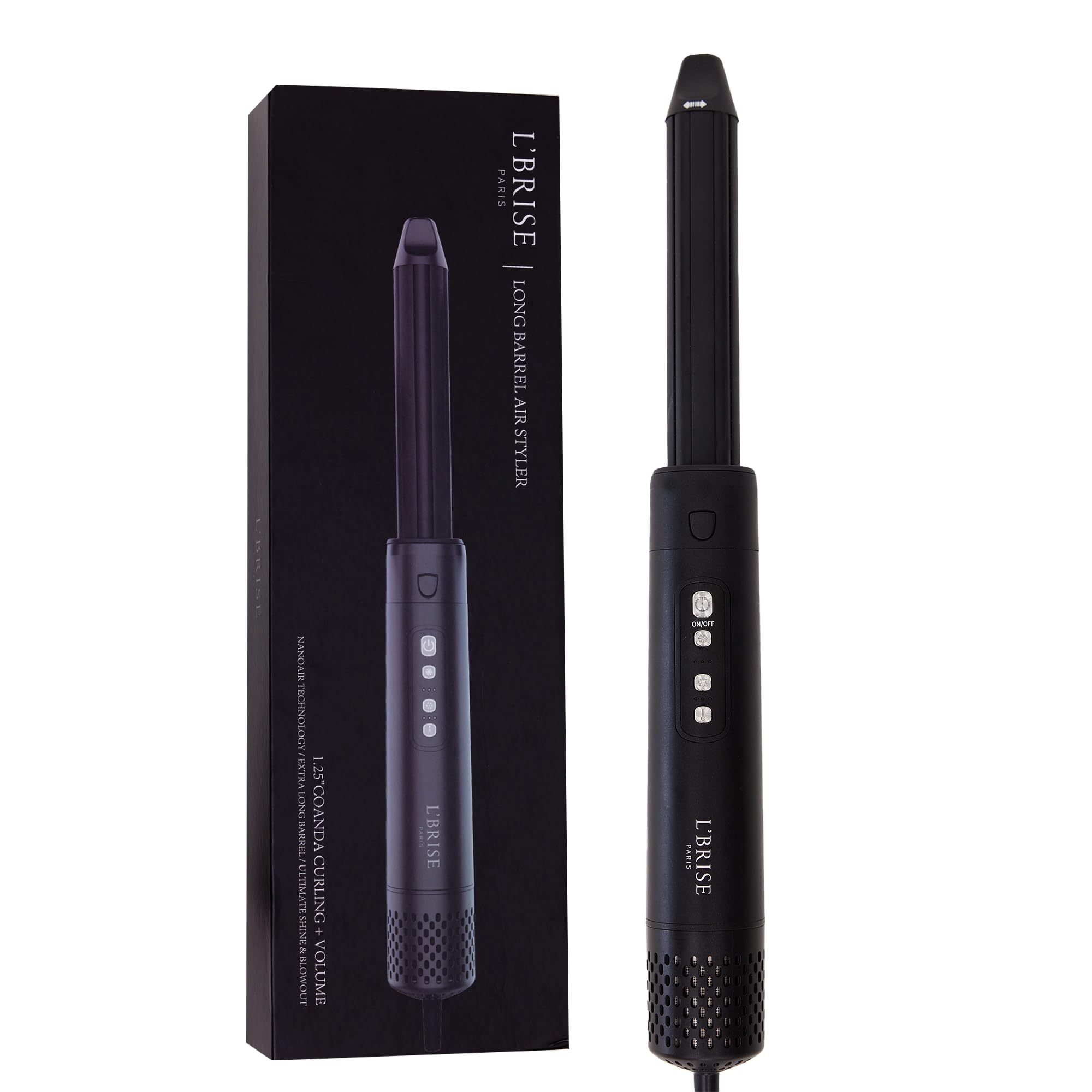 L’Brise Paris Air Wrap Hair Styler - 1.25 Inch Multi-Functional Hair Tool with Coanda Titanium Technology | 5 Attachments for Heat-Free Styling, Drying, Curling & Straightening | Perfect for Long Thick Hair | Salon-Quality Results at Home