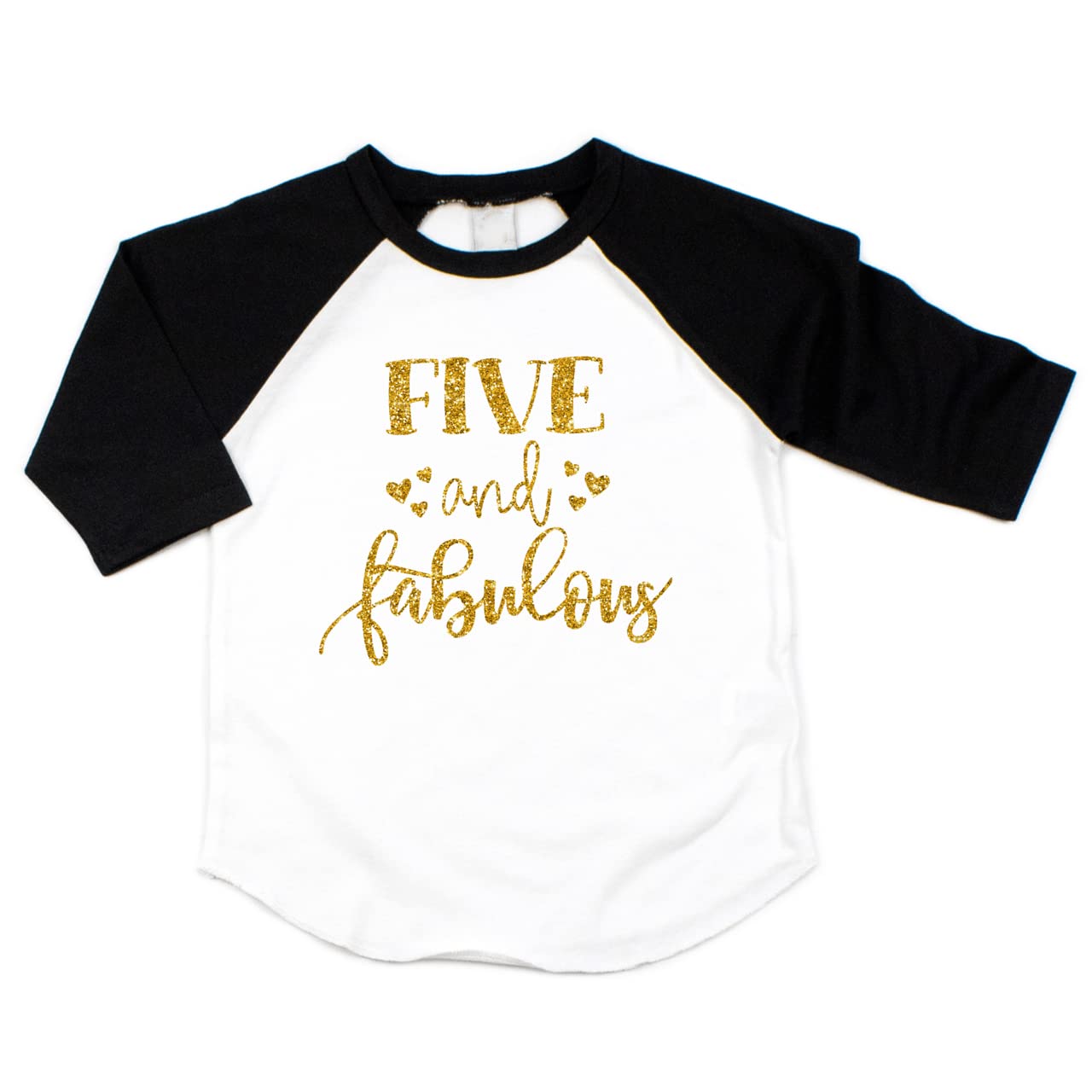 Girl's 5th Birthday Outfit - Five & Fabulous T-Shirt for 5 Year Old Girls | Perfect for Birthday Parties, Photo Shoots & Celebrations