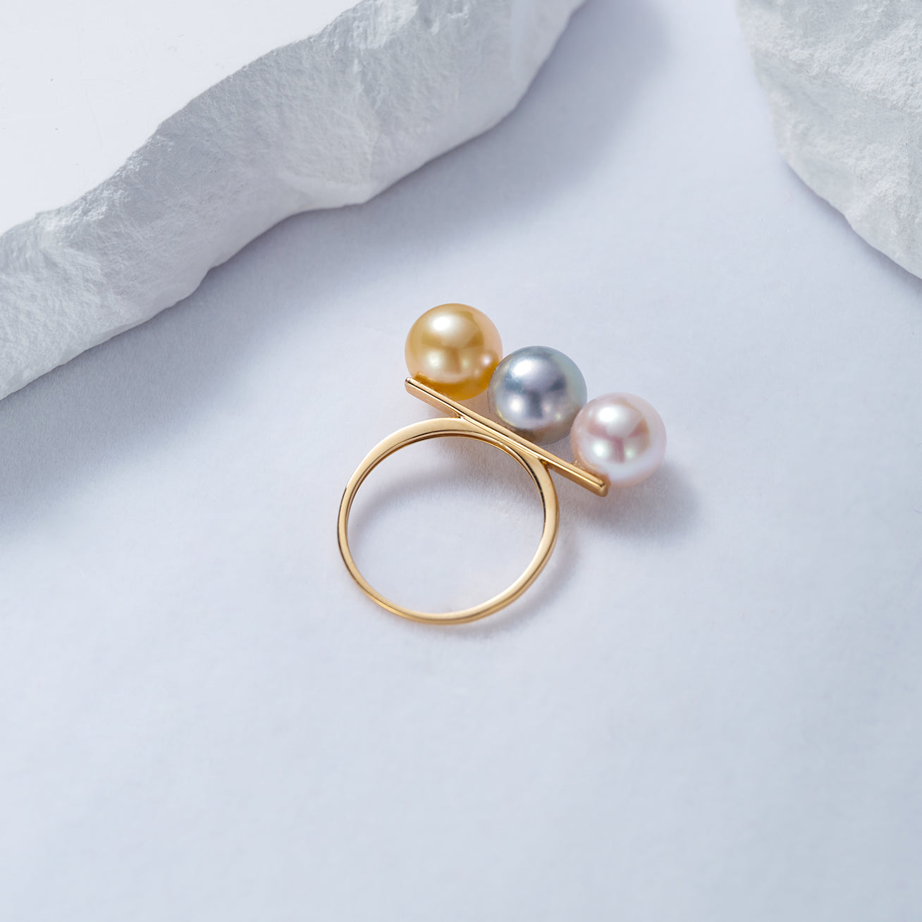 18K Solid Gold South Sea Golden Pearl Ring KR00080 | HARMONY - Elegant Jewelry for Weddings, Anniversaries & Special Occasions