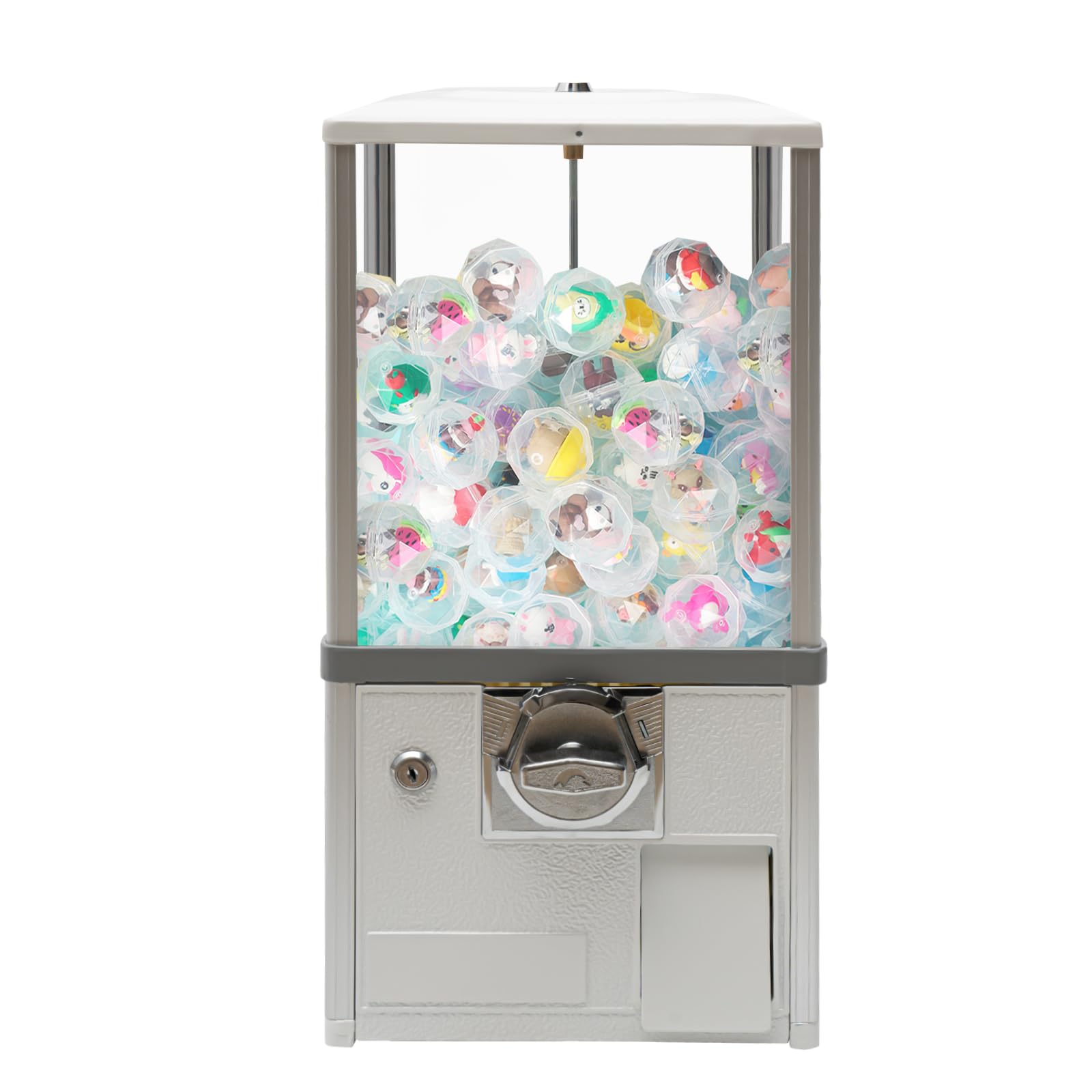 25 Cent Commercial Gumball Machine - Candy & Toy Vending Dispenser for Arcades, Retail Stores (11.42x10.24x20.87 Inch, White) - Perfect for Game Rooms, Birthday Parties & Prize Redemption