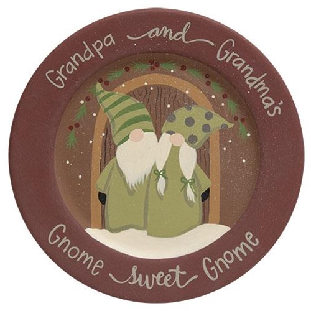Gnome Sweet Gnome Decorative Plate - Whimsical Garden-Themed Ceramic Dinnerware for Home Decor, Gift Giving & Table Setting