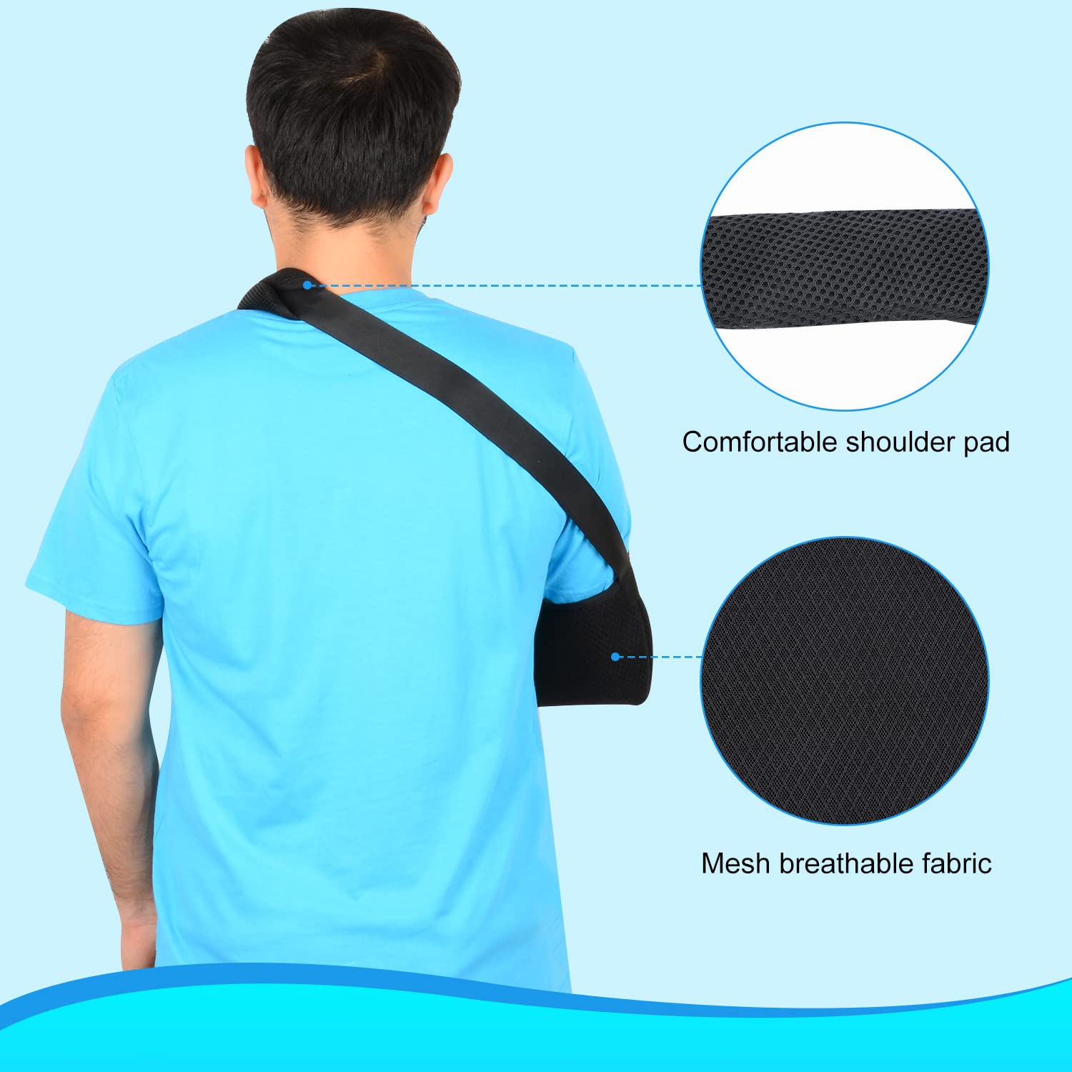 Supregear Arm Sling - Lightweight Adjustable Mesh Shoulder Immobilizer for Rotator Cuff Support, Broken & Fractured Bones - Left/Right Arm Brace for Men & Women (Size M) - Ideal for Shoulder Injury Recovery & Post-Surgery Support