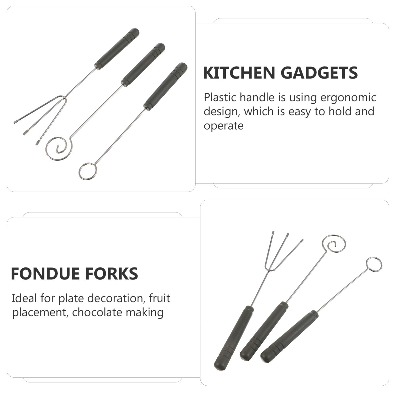 Hemoton 3-Piece Stainless Steel Chocolate Dipping Forks Set - Fondue, Baking & Dessert Decorating Tools for DIY, Candy Making & Kitchen Use - Perfect for Parties, Weddings & Home Baking