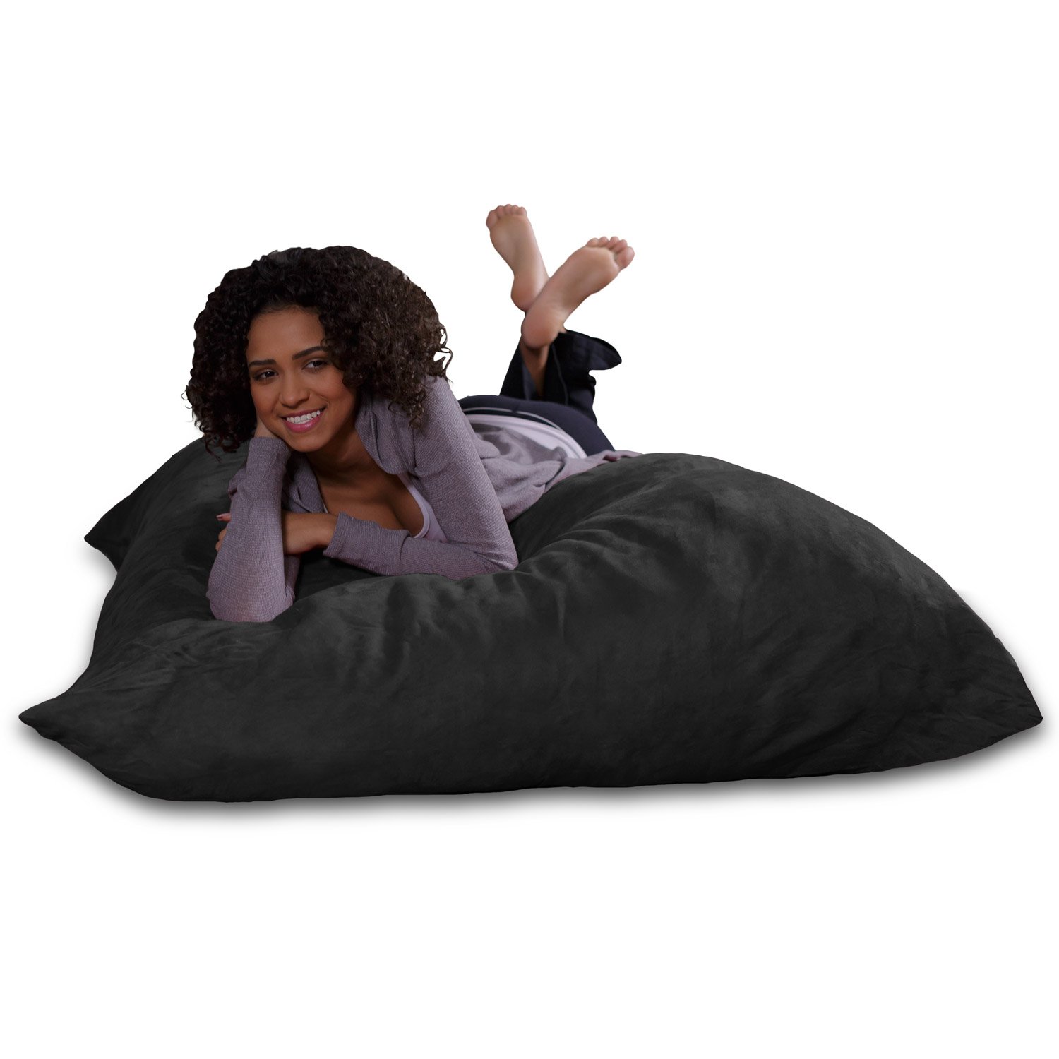 Ultra Soft Memory Foam Bean Bag Chair with Plush Microsuede Cover - Comfortable Foam Filled Lounge Furniture for Dorm Room, Bedroom & Game Room - Charcoal Grey - Perfect for Relaxing, Gaming & Movie Nights