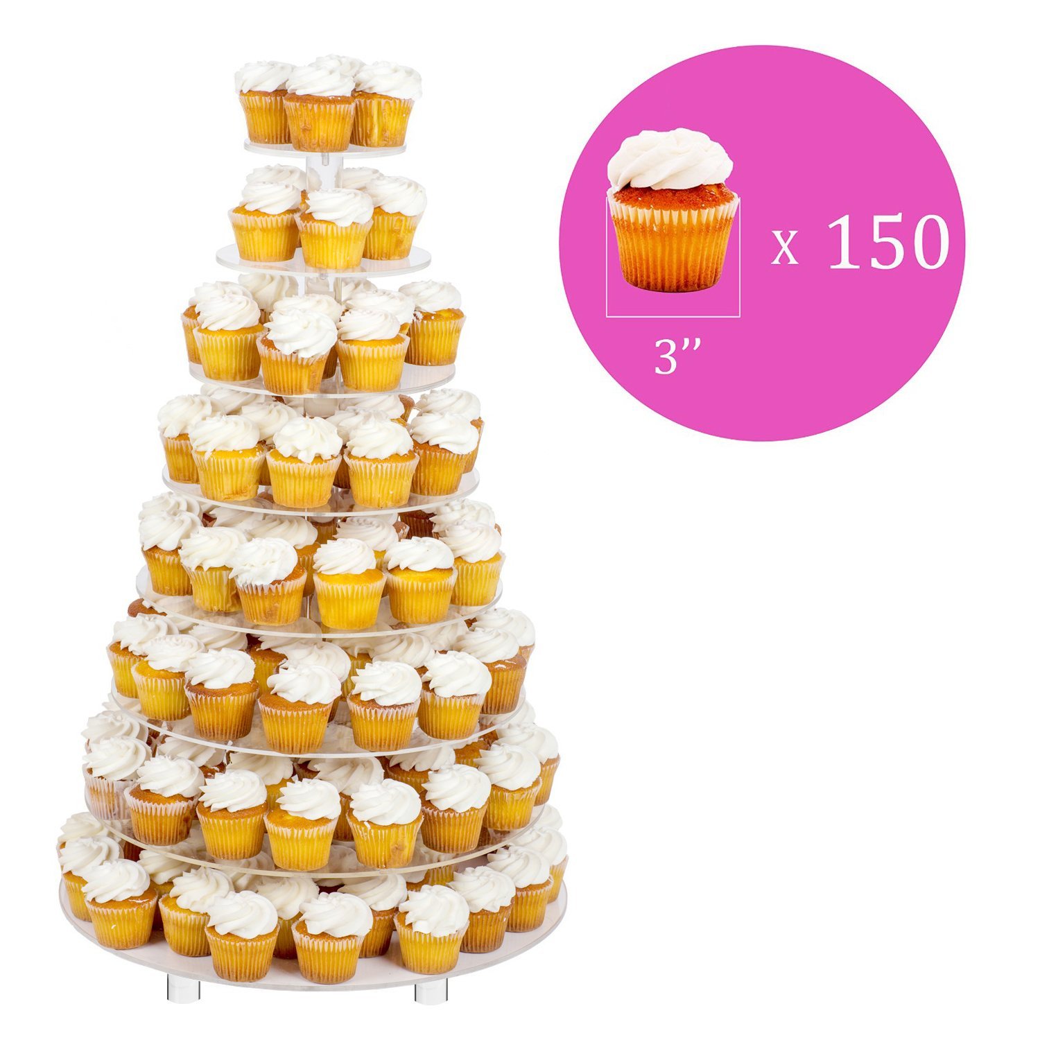 Jusalpha® 8-Tier Acrylic Round Cake Stand - Cupcake & Dessert Display Tower for Weddings, Parties, and Big Events - Perfect for Pastry Serving, Food Presentation, and Buffet Table Decor (8RF)