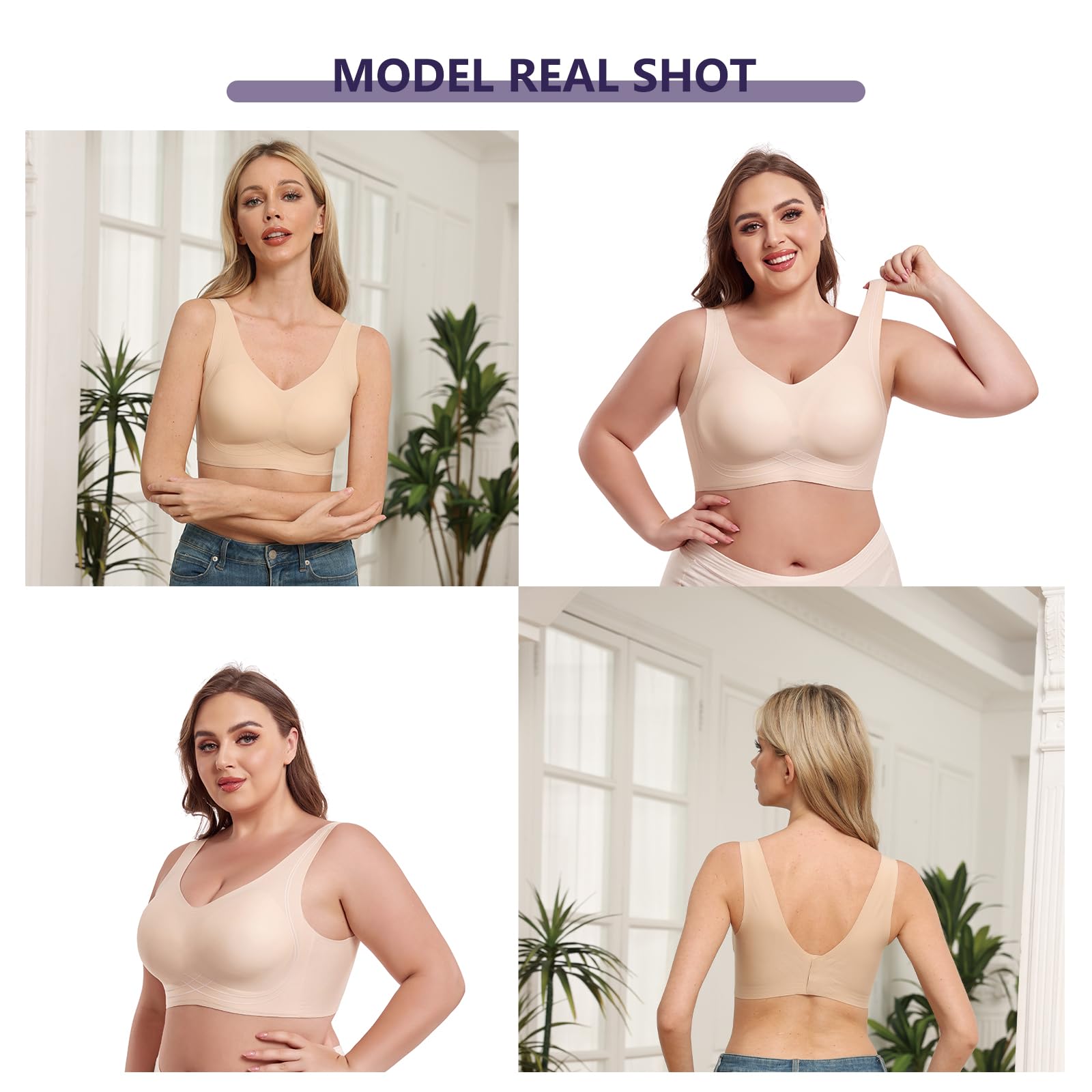 Wireless Seamless Full Coverage No Show Bra for Women - Comfortable Padded Underwire-Free Bras in Regular & Plus Size | Perfect for Everyday Wear, Workouts & Layering