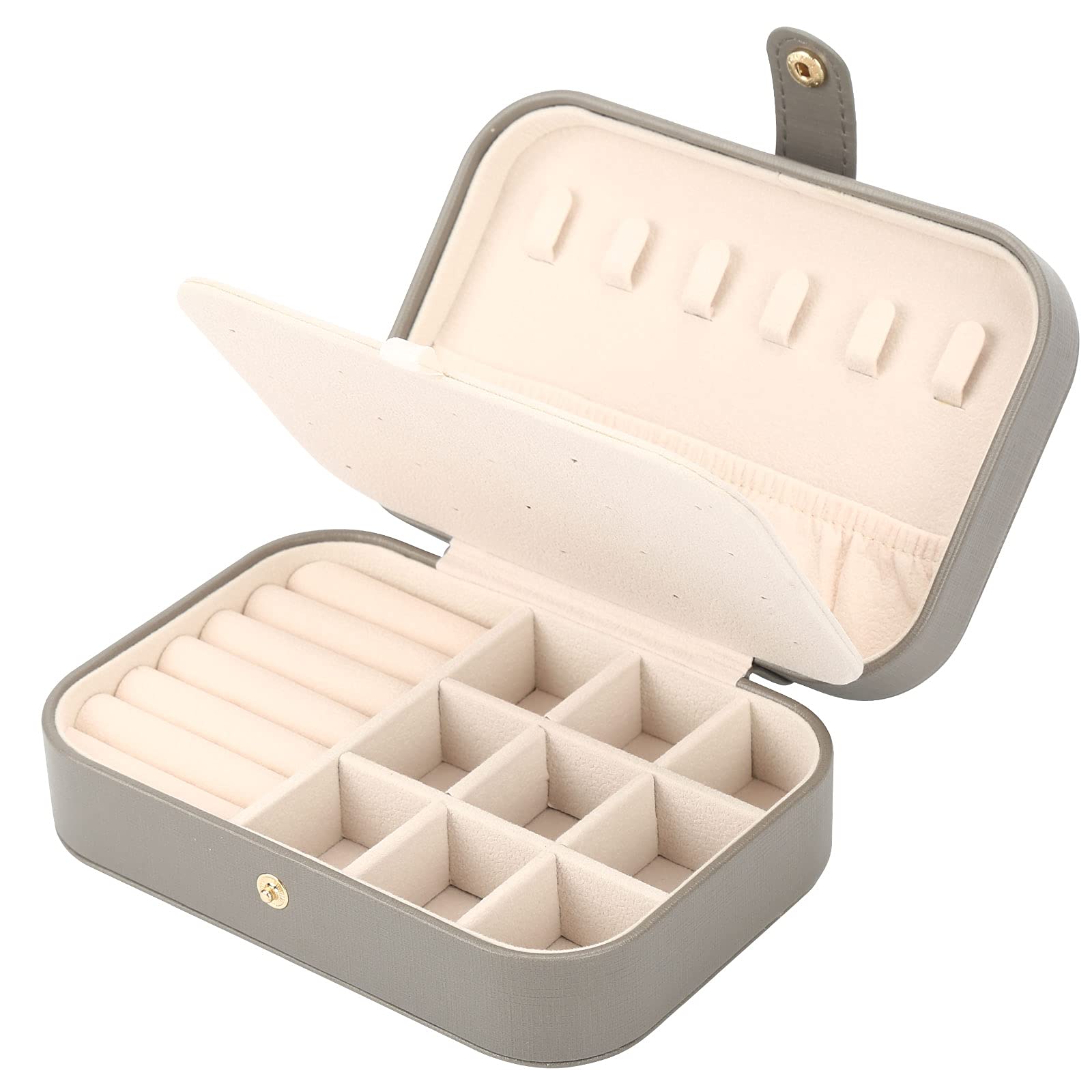 Portable Jewelry Organizer Box - Mini Travel Jewelry Case for Earrings, Rings & Necklaces | Compact Storage Solution for Home, Office & Travel | GRAY