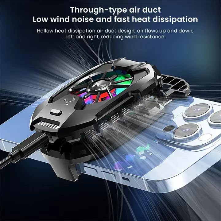 25W Powerful Phone Cooling Fan for Gaming & Live Streaming - Adjustable Fan Speed, Compatible with iPhone & Android Smartphones (2.36-3.4 inches) - Ideal for Mobile Gaming, Streaming & Overheating Protection (Black)