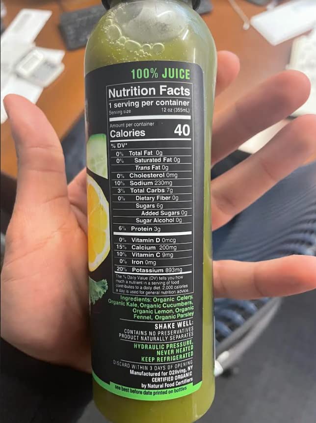 O2 Living Cold Pressed Organic Juice – Low-Calorie Detox Drink with 7 Vegetable Servings, Immunity Booster & Vitamin-Packed Fruity Beverage | Green Vitality 12-Pack (12oz) – Perfect for Post-Workout Recovery, Daily Wellness & Healthy Lifestyle