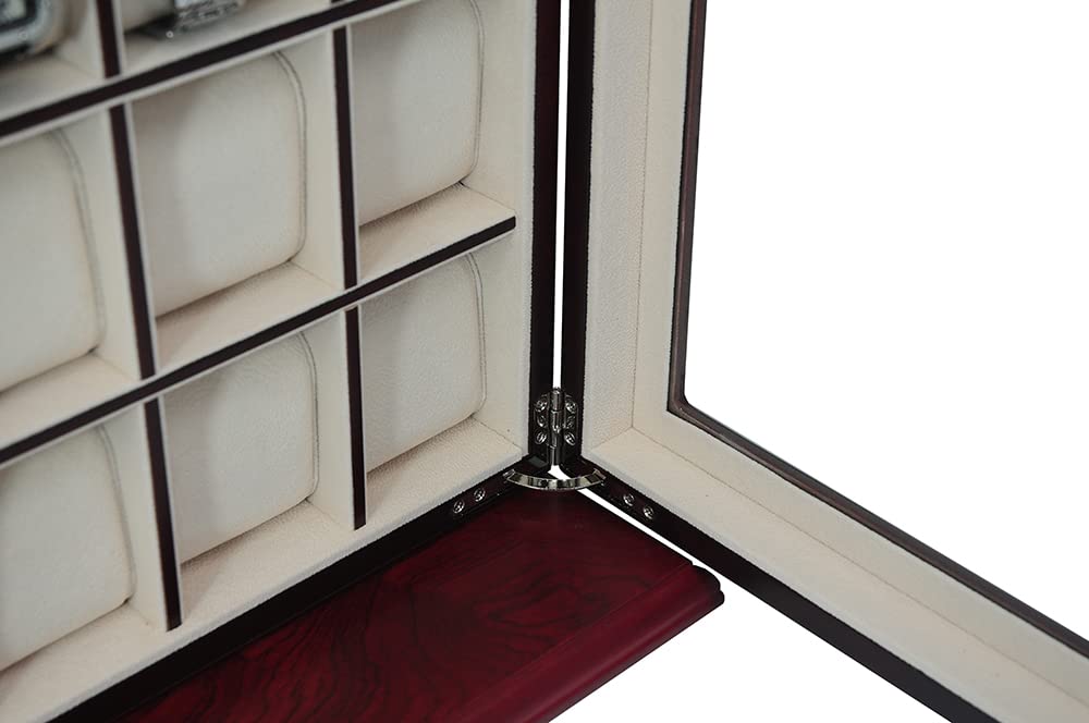 30-Piece Cherry Wood Watch Display Case - Wall Hanging & Tabletop Storage Organizer Box with Stand | Perfect for Watch Collectors, Jewelry Organization & Father's Day Gifts