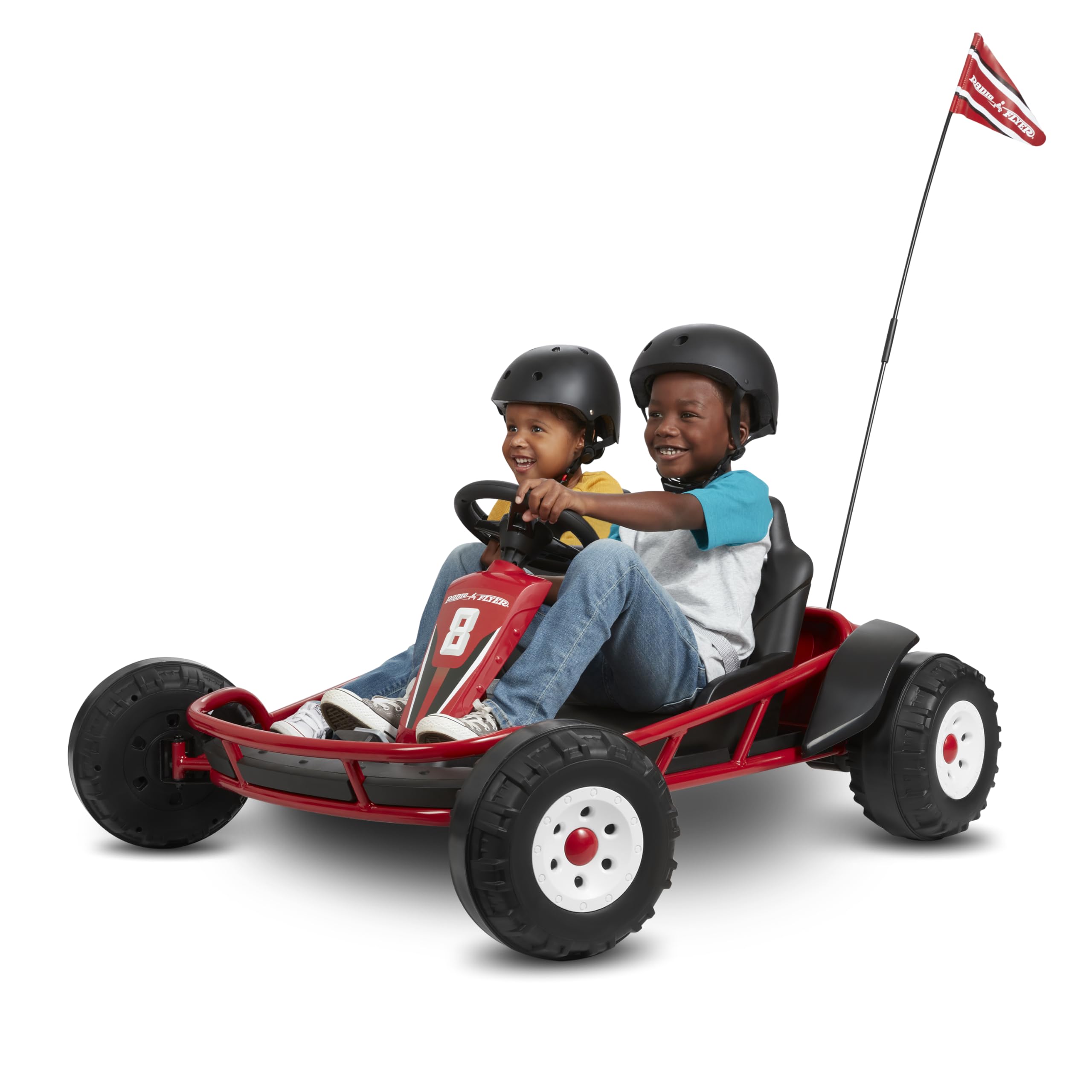 Radio Flyer Ultimate 24V Electric Go-Kart for Kids Ages 3-8 | 2-Seater Ride-On Toy Car | Red Battery-Powered Vehicle | Perfect for Backyard Fun, Birthday Gifts & Outdoor Play