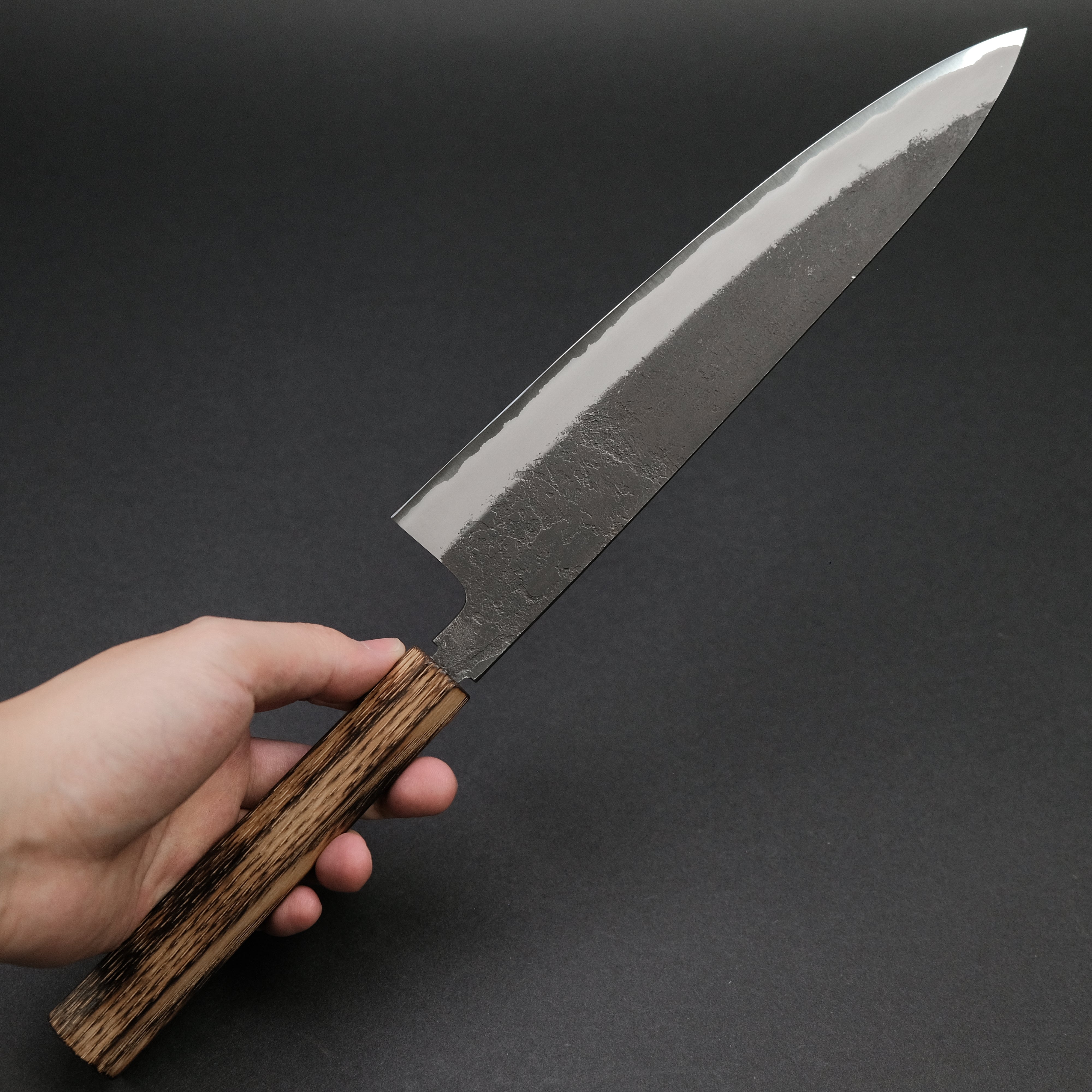 Premium Konosuke MB White #2 Nashiji Kurouchi Gyuto 240mm Japanese Chef Knife with Burnt Chestnut Handle - Perfect for Sushi, Meat Cutting & Professional Kitchen Use