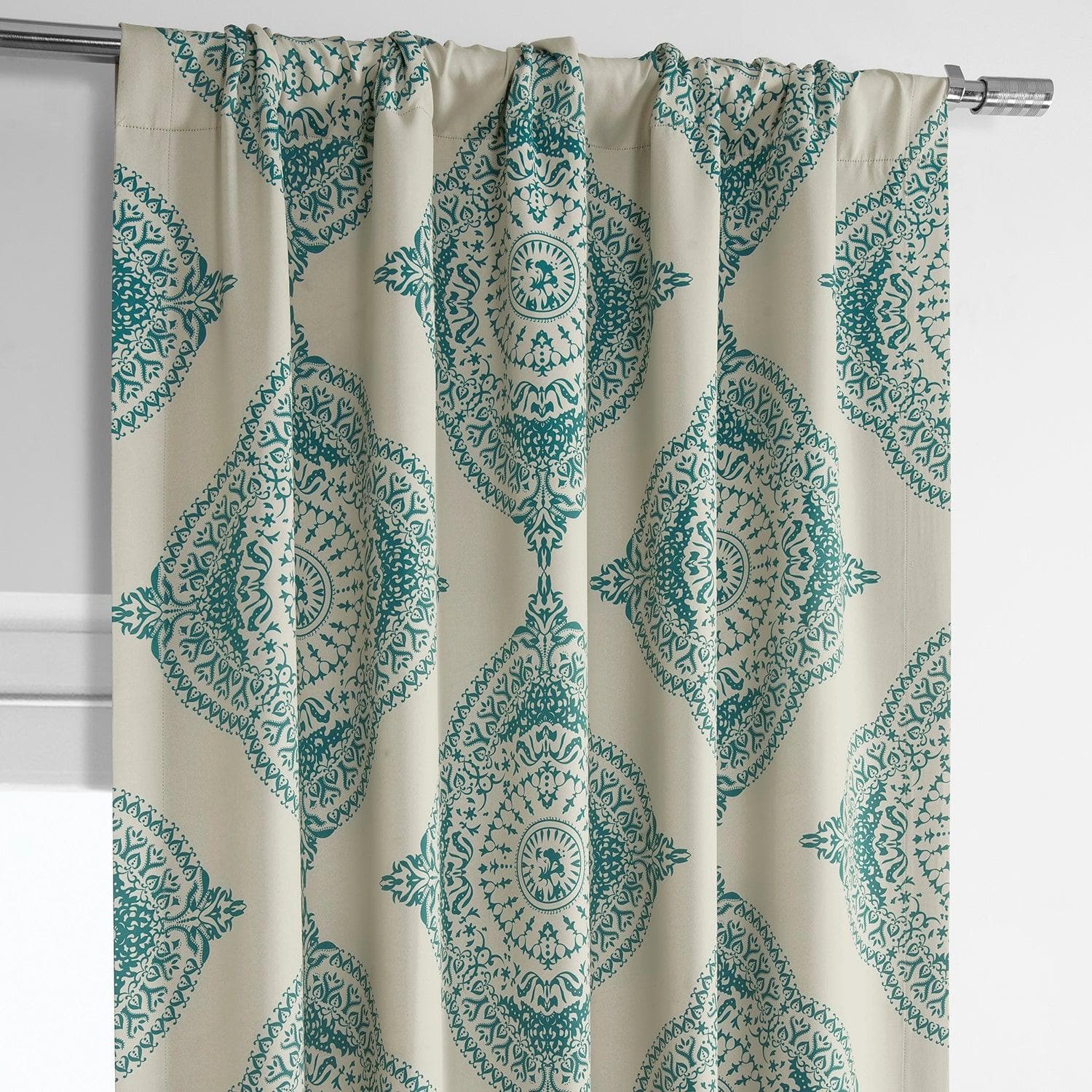 Henna Teal Emblem Blackout Curtains for Bedroom - Thermal Insulated Window Drapes for Living Room, Nursery & Home Decor