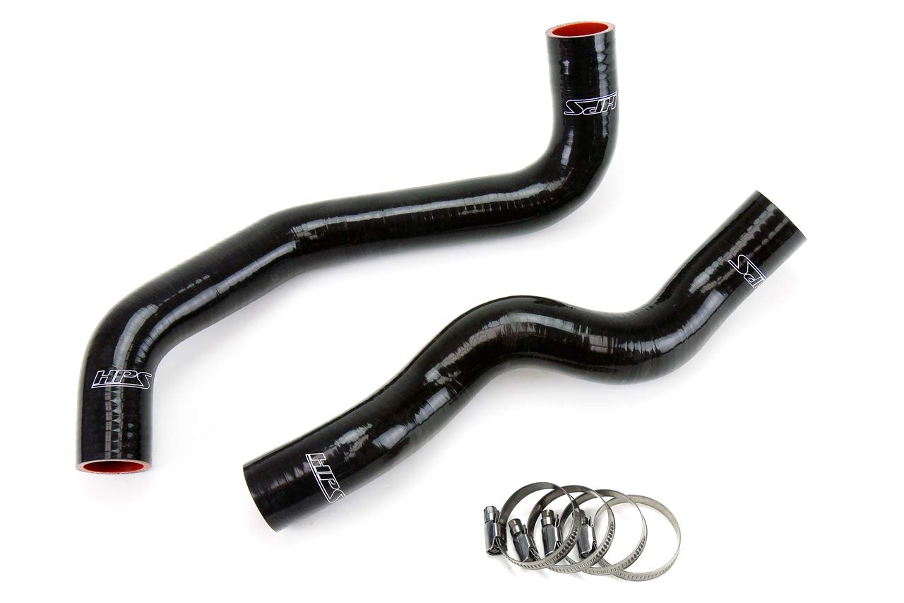 HPS 57-1049-BLK-2 Black Silicone Radiator Coolant Hose Kit - High Performance Cooling System Upgrade for Cars, Trucks & SUVs - Perfect for Daily Driving, Off-Roading & Racing Applications
