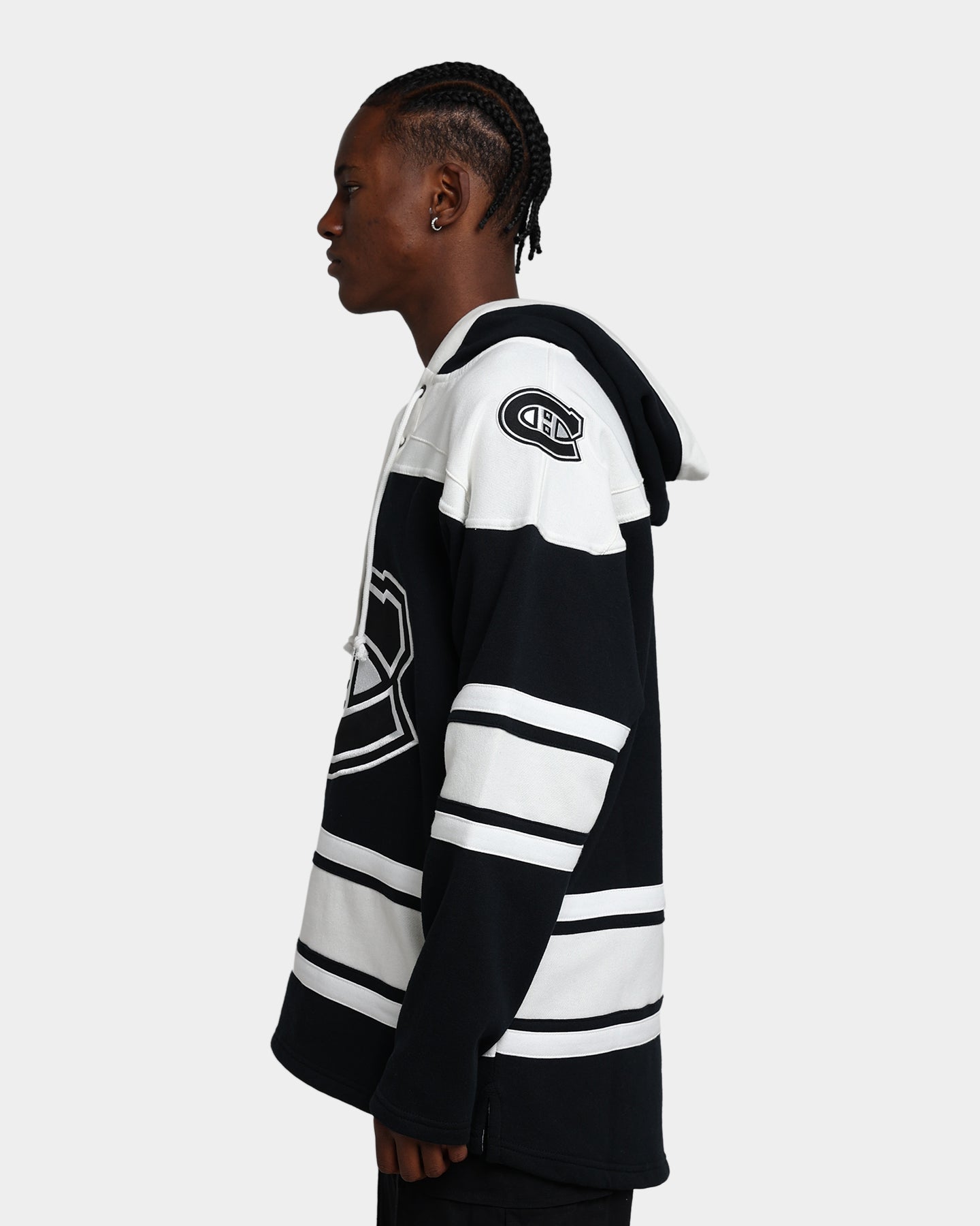 47 Brand Montreal Canadiens Superior Lacer Hoodie - Men's NHL Hockey Pullover Sweatshirt - Jet Black - Perfect for Game Day & Casual Wear