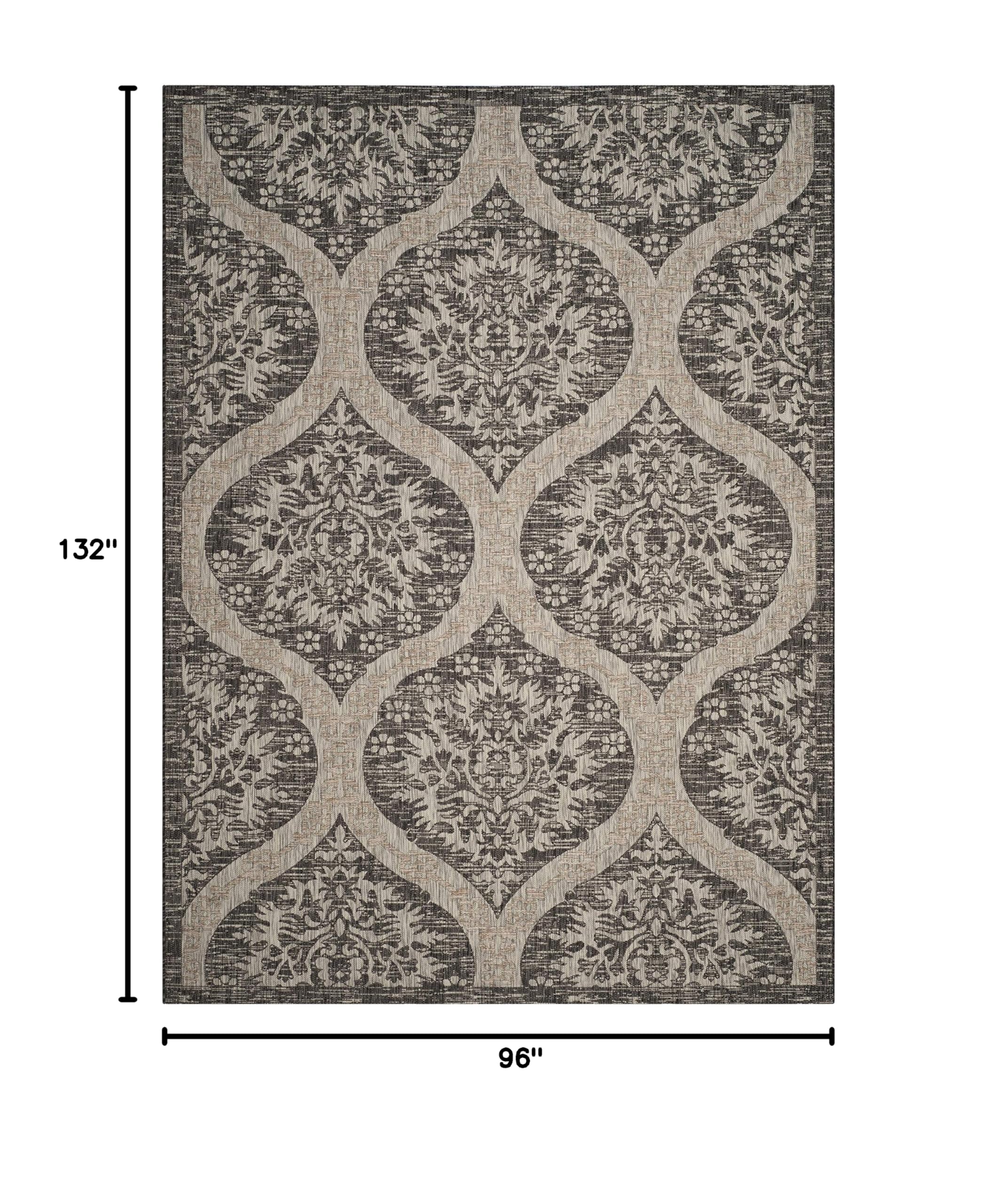 SAFAVIEH Courtyard Collection 8' x 11' Black & Grey Area Rug - Indoor/Outdoor Waterproof, Easy to Clean, Non-Slip - Perfect for Patio, Backyard, Mudroom, Deck & High-Traffic Areas
