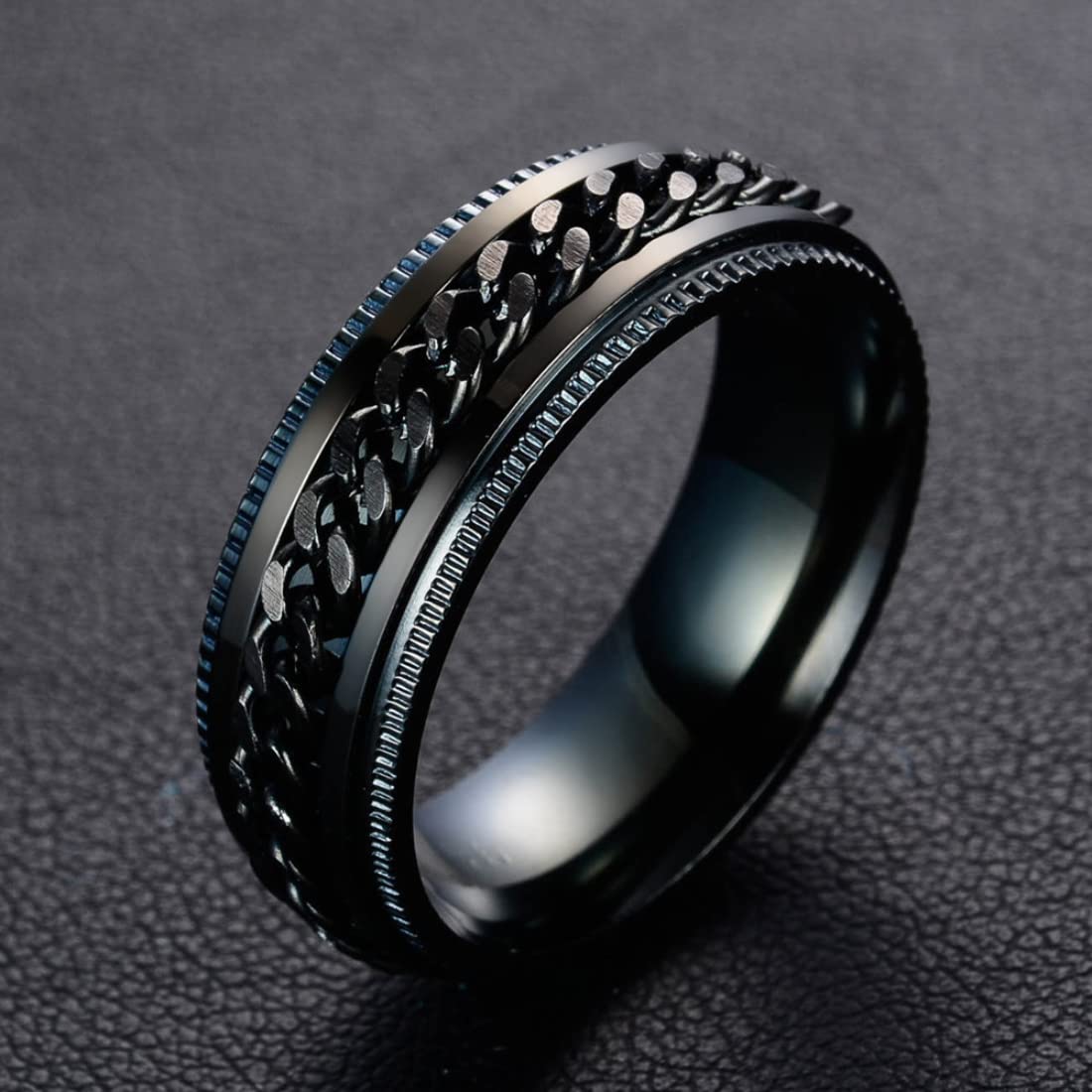 Yellow Stainless Steel Chime Rings for Men & Boys | Durable Black Chain Rings | Anniversary & Birthday Gift for Husband | Perfect for Casual Wear, Parties & Special Occasions
