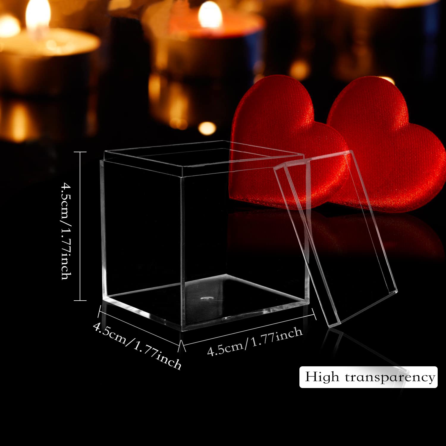 15 Pack Clear Acrylic Square Storage Boxes with Lids - Transparent Plastic Display Containers for Jewelry, Candy, Pills & Gifts - Perfect for Christmas Decor, Party Favors & Home Organization (1.8