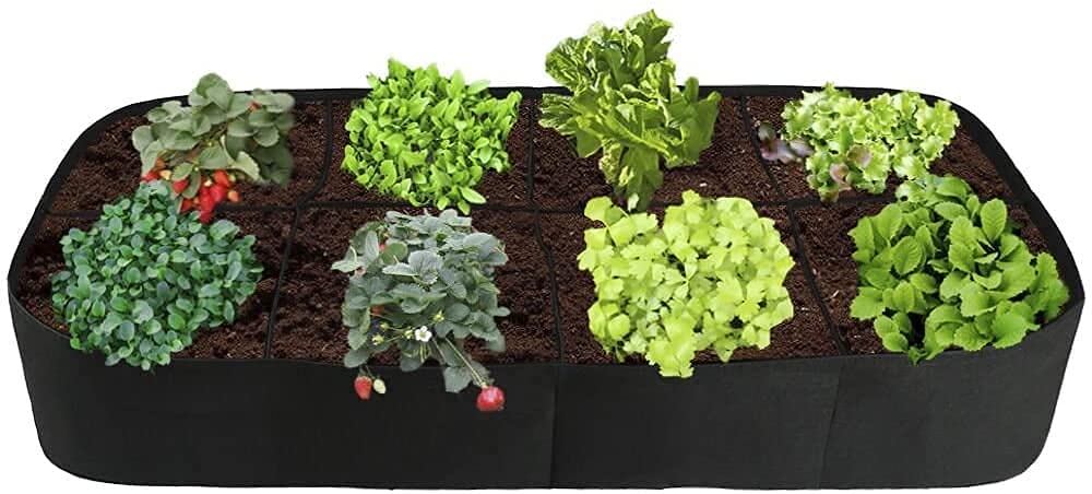 2-Pack 8-Grid Fabric Grow Bags for Vegetables, Herbs, Flowers & Strawberries - Raised Planting Bed, Rectangle Garden Planter for Indoor/Outdoor Use - Perfect for Balcony, Patio & Backyard Gardening