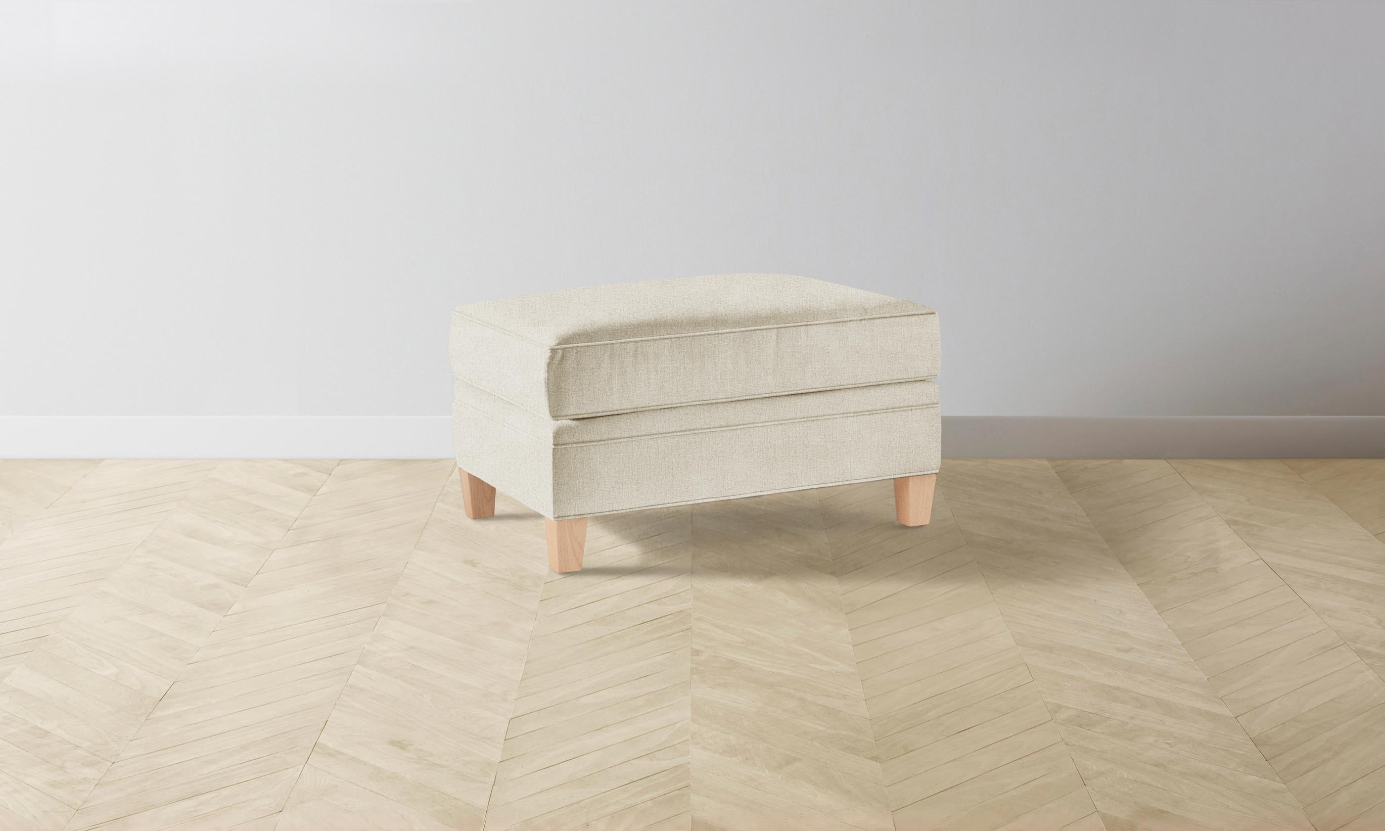 Carmine Ottoman with Performance Mélange Weave Shell - Stylish Footrest & Accent Chair for Living Room, Bedroom, or Office