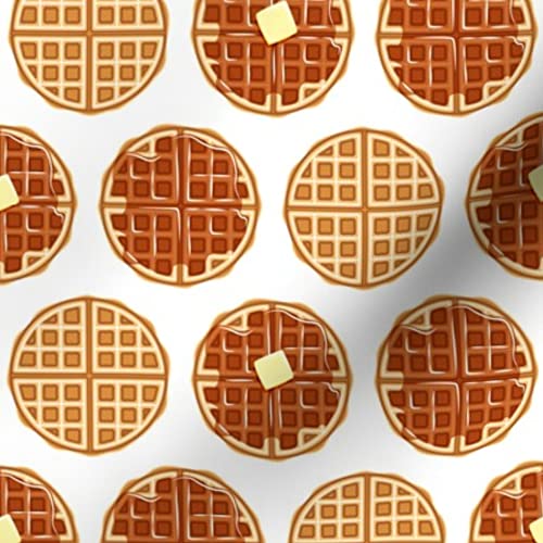 Waffle Breakfast Food Junk Printed Petal Signature Cotton Fabric - Fat Quarter for Sewing, Quilting, Apparel & DIY Crafts - Perfect for Kitchen Decor, Aprons & Home Textiles
