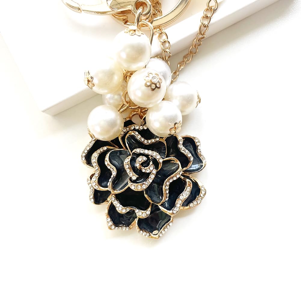 Sparkling Rhinestone Flower Keychain with Tassel - Elegant Leaf Key Ring for Women, Perfect for Wallet, Bag & Purse Charms - Great Gift for Birthdays, Weddings & Everyday Accessories