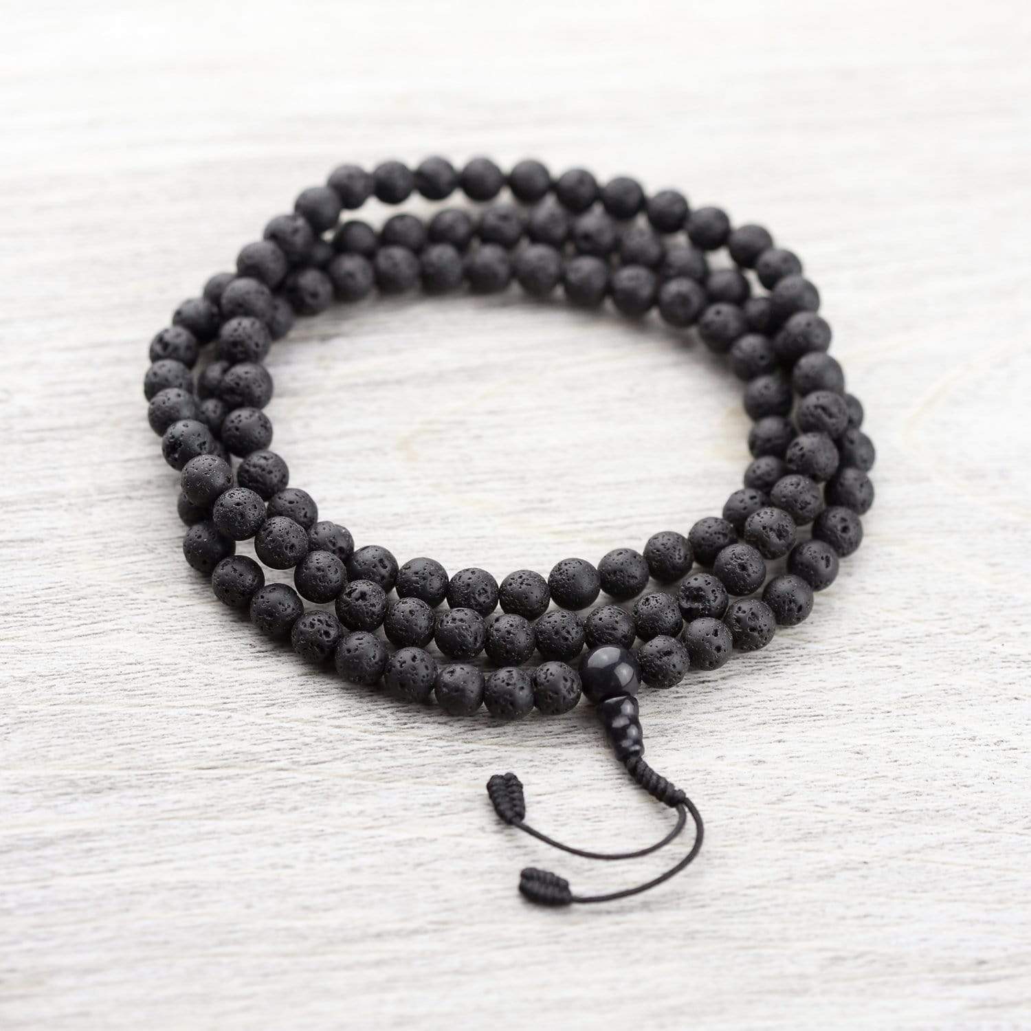 108 Bead Lava Rock Mala Bracelet - Natural Volcanic Stone Meditation & Yoga Prayer Beads for Stress Relief, Spiritual Healing & Positive Energy - Perfect for Mindfulness, Chakra Balancing & Buddhist Practice