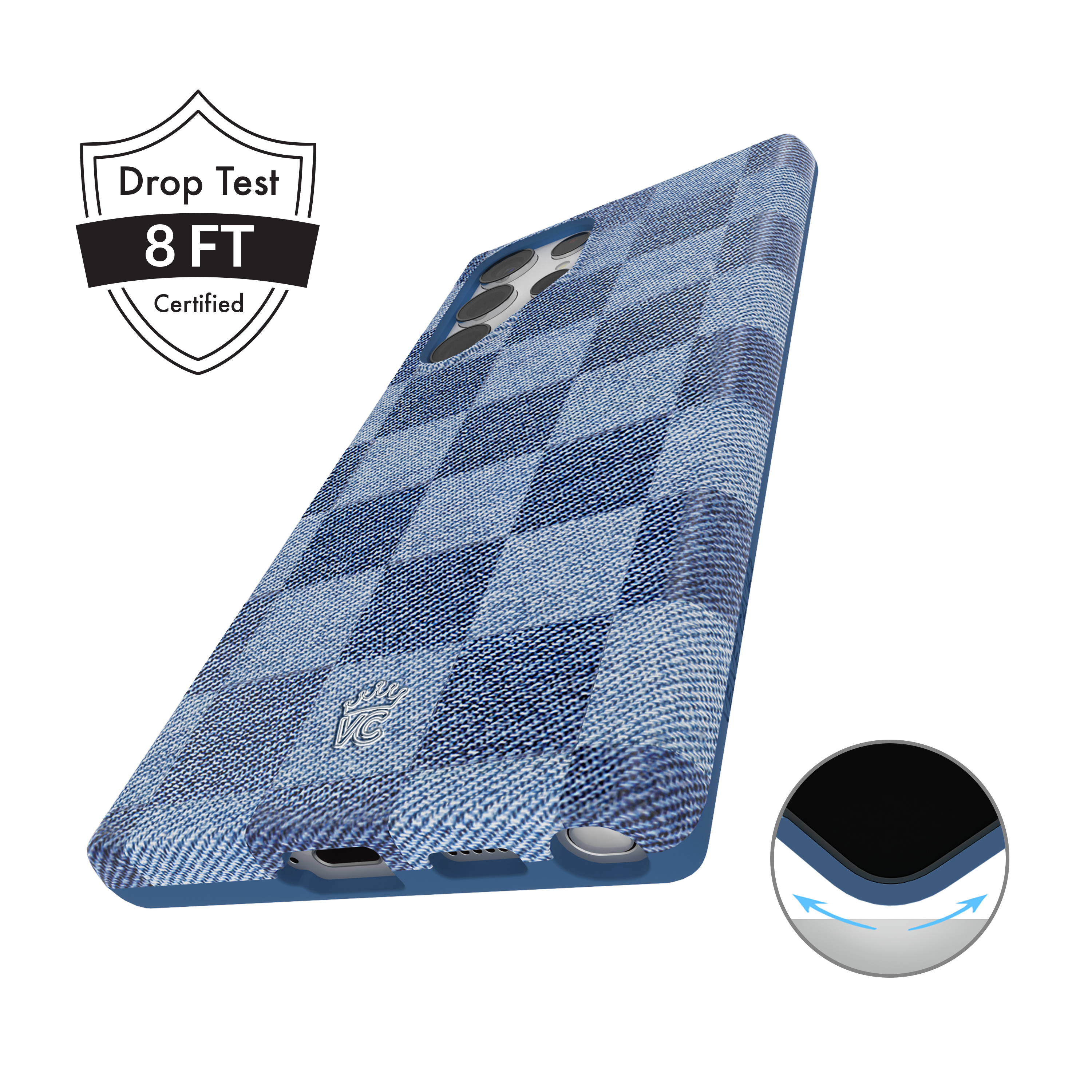 Samsung Galaxy Phone Case - Stylish Denim & Checkered Design - Protective Cover for Everyday Use, Work, and Travel