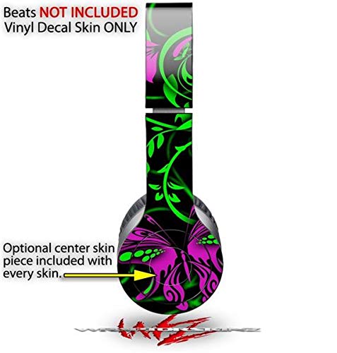 Original Beats Solo HD Headphones Skin Decal Wrap - Twisted Garden Green & Hot Pink Design | Protective Vinyl Sticker Cover | Perfect for Gym, Travel & Daily Use (Headphones Not Included)
